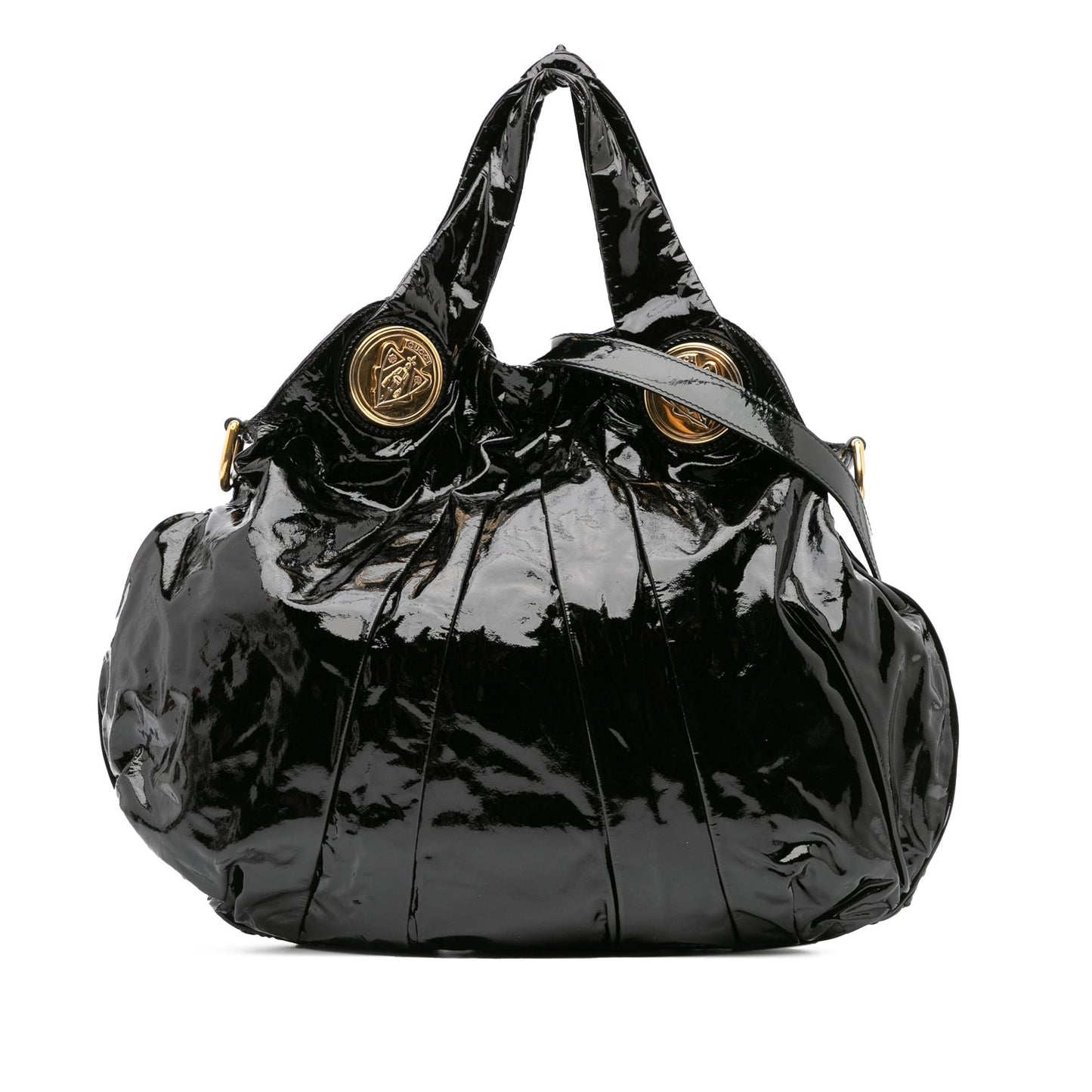 Gucci Hysteria Leather Patent Black Large Satchel Bag