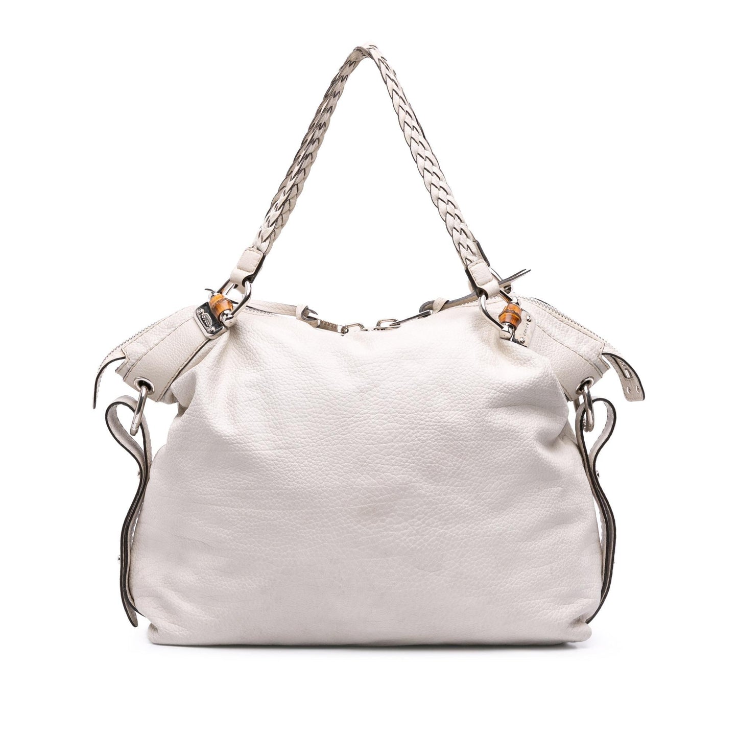 Gucci Pebbled Bamboo Bar Tassel Calfskin Large Tote Bag