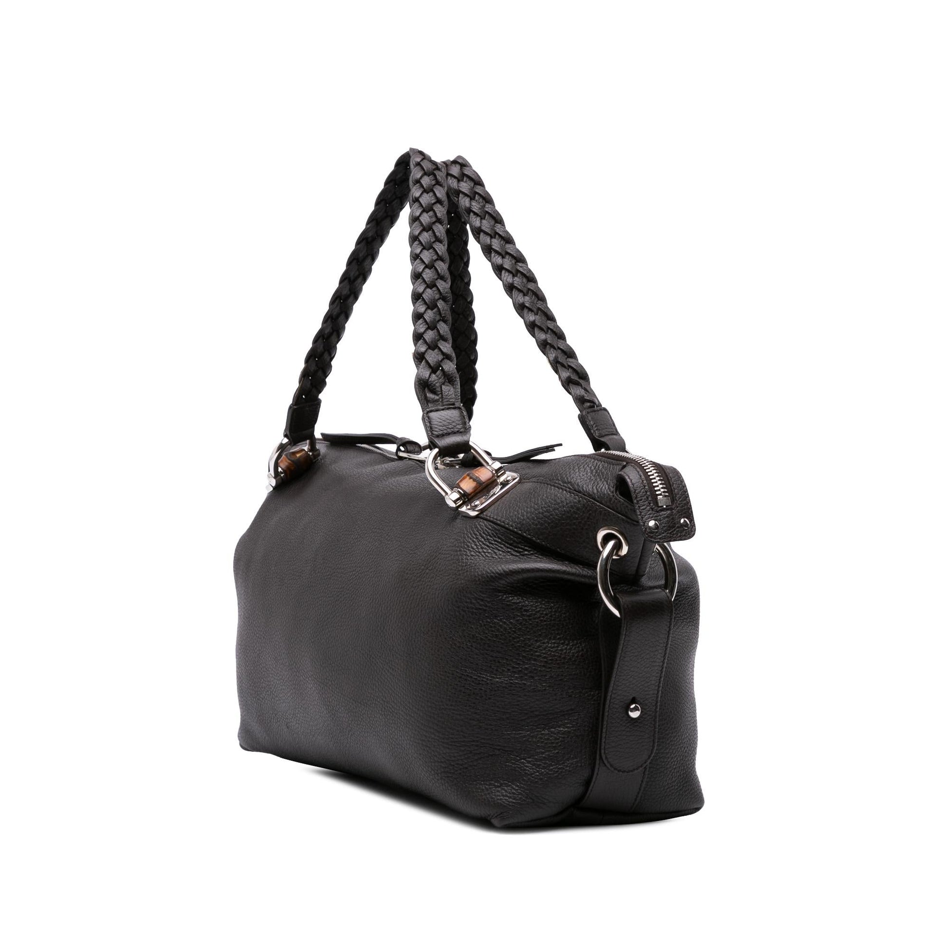 Gucci Pebbled Bamboo Bar Calfskin Large Tote Bag
