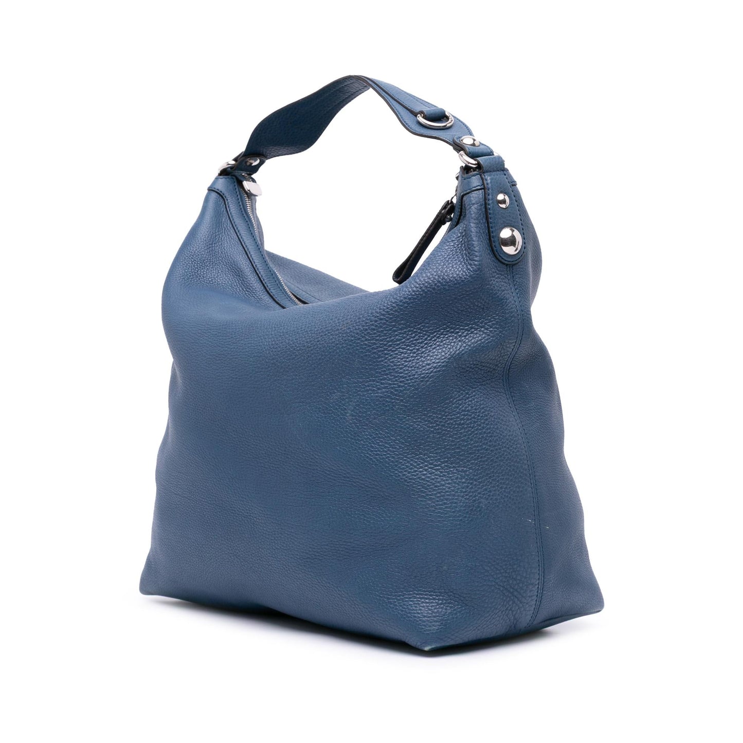 Gucci Pebbled Icon Bit Calf Calfskin Blue Large Satchel Bag