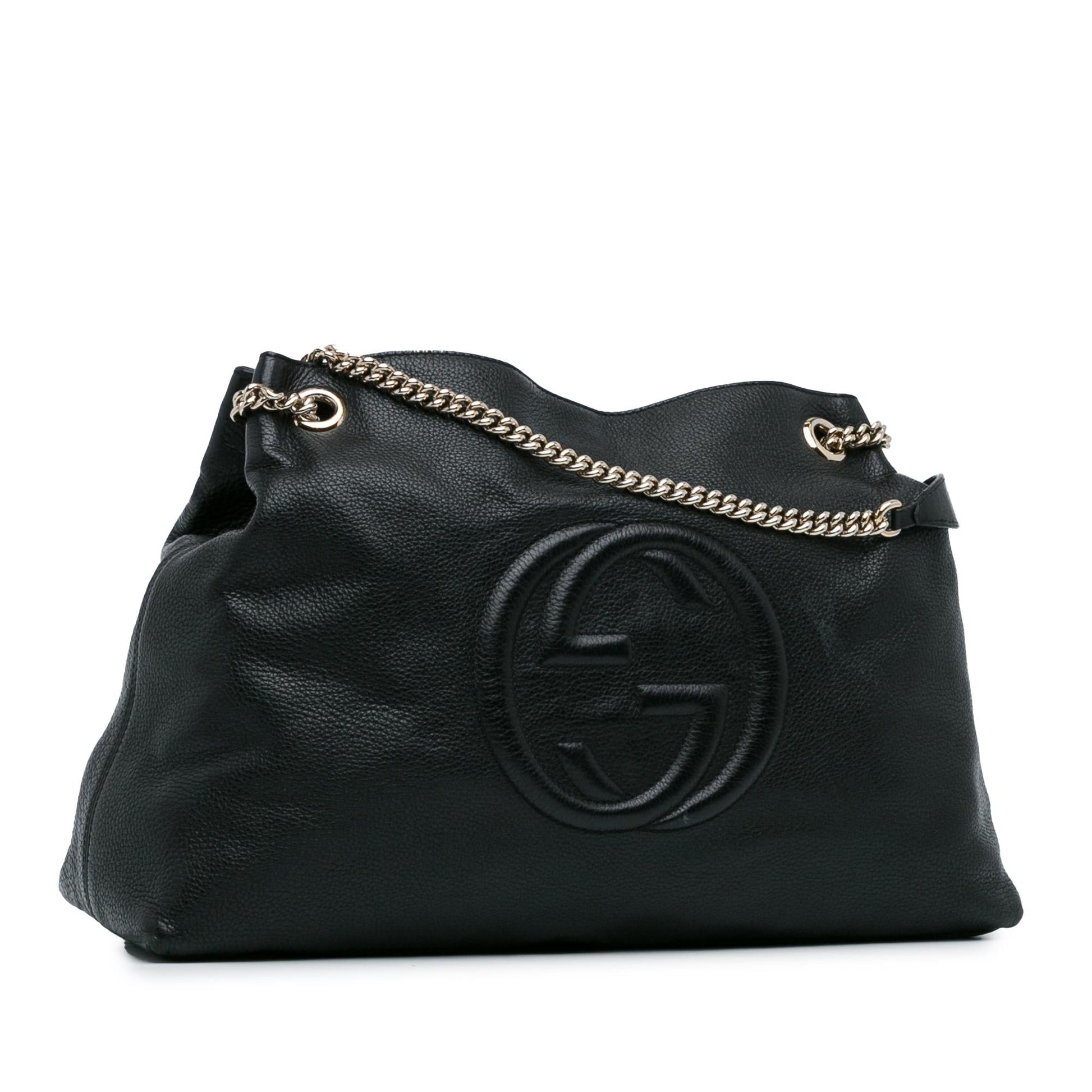 Gucci Soho SHG-F1X59X Calf Black Large Chain Tote Bag
