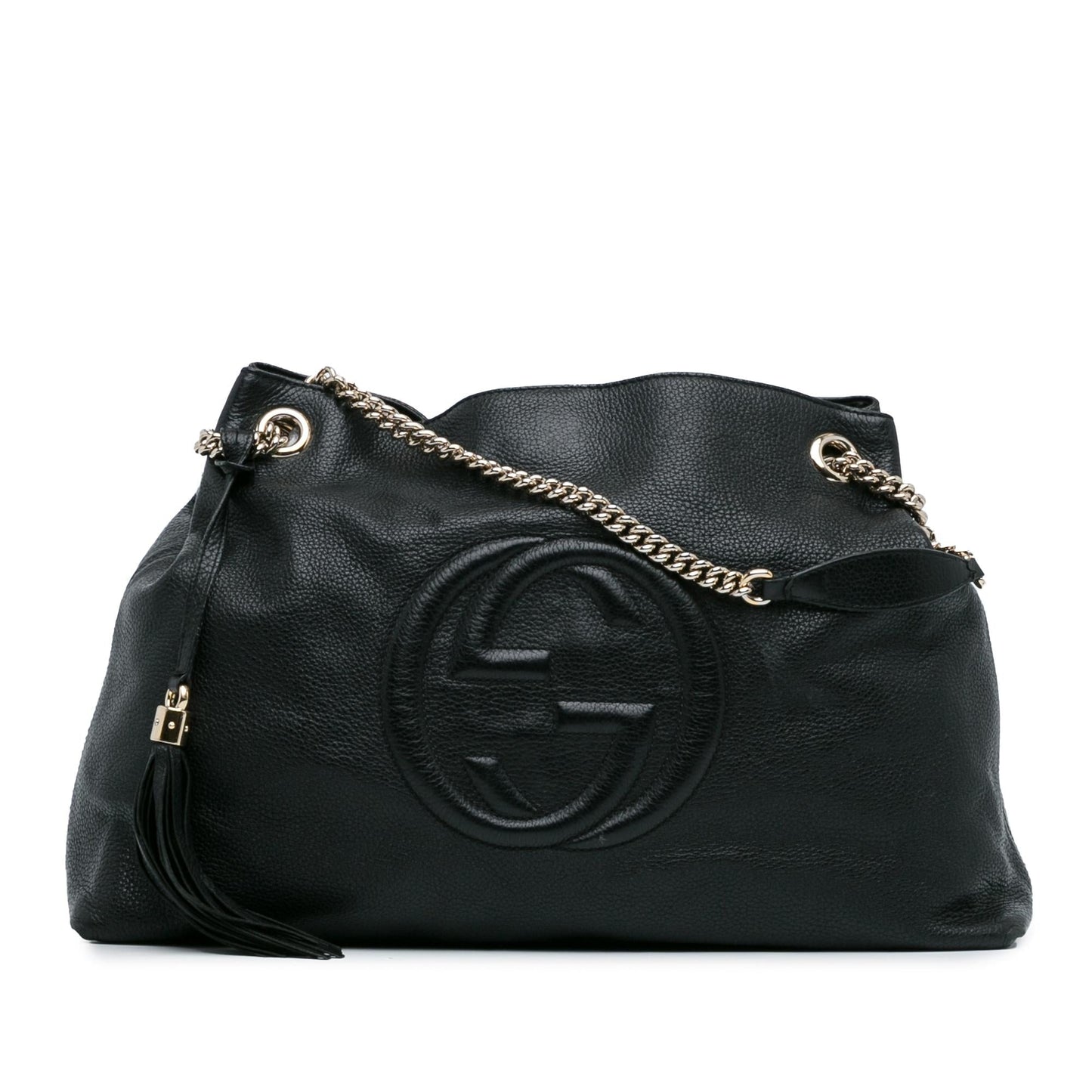 Gucci Soho SHG-F1X59X Calf Black Large Chain Tote Bag