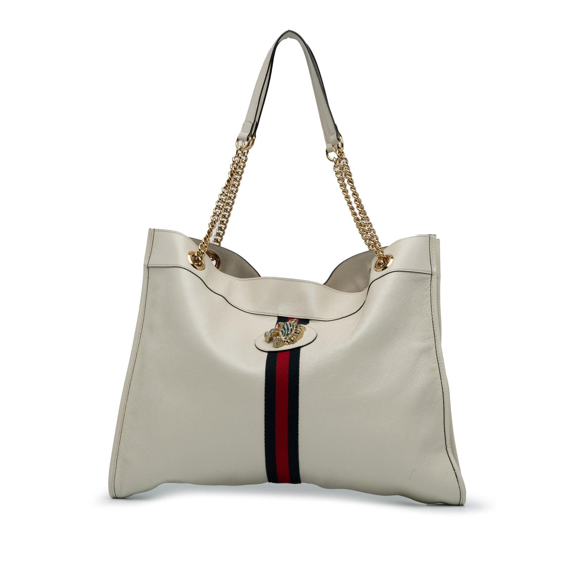 Gucci Web Rajah SHG-dbxSwX Leather Calf White Large Tote Bag