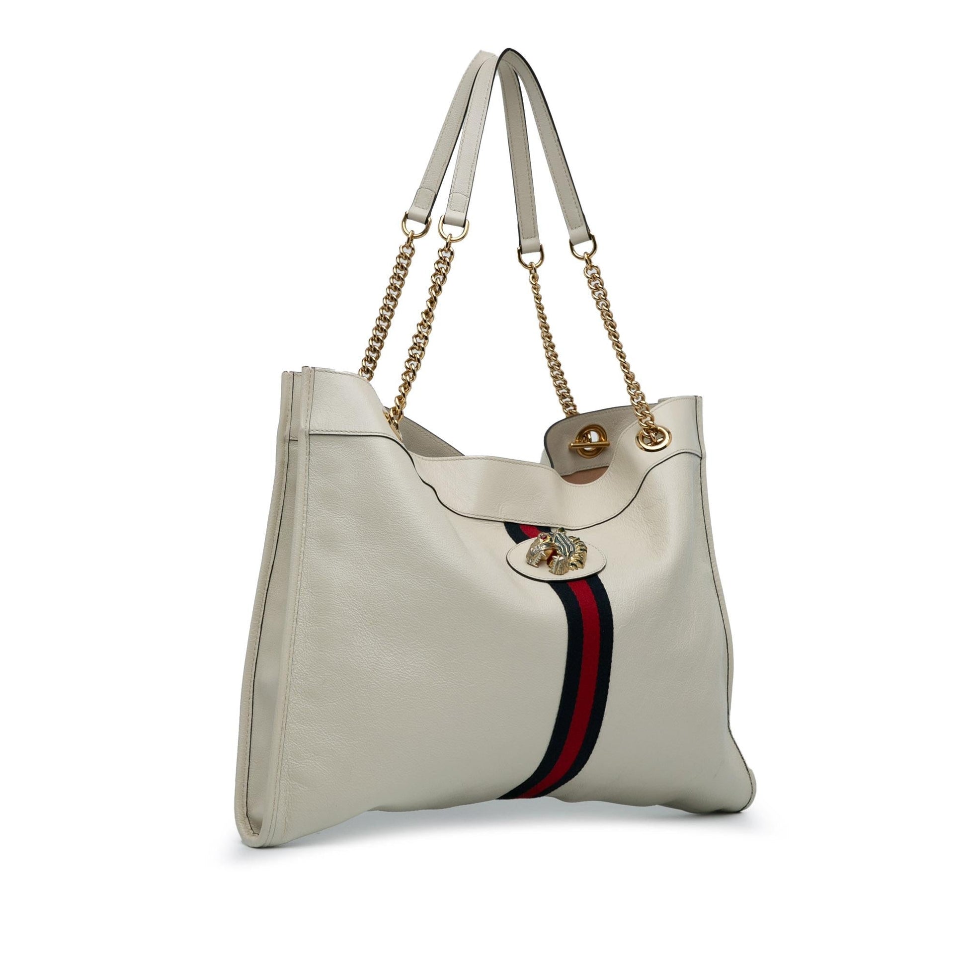 Gucci Web Rajah SHG-dbxSwX Leather Calf White Large Tote Bag