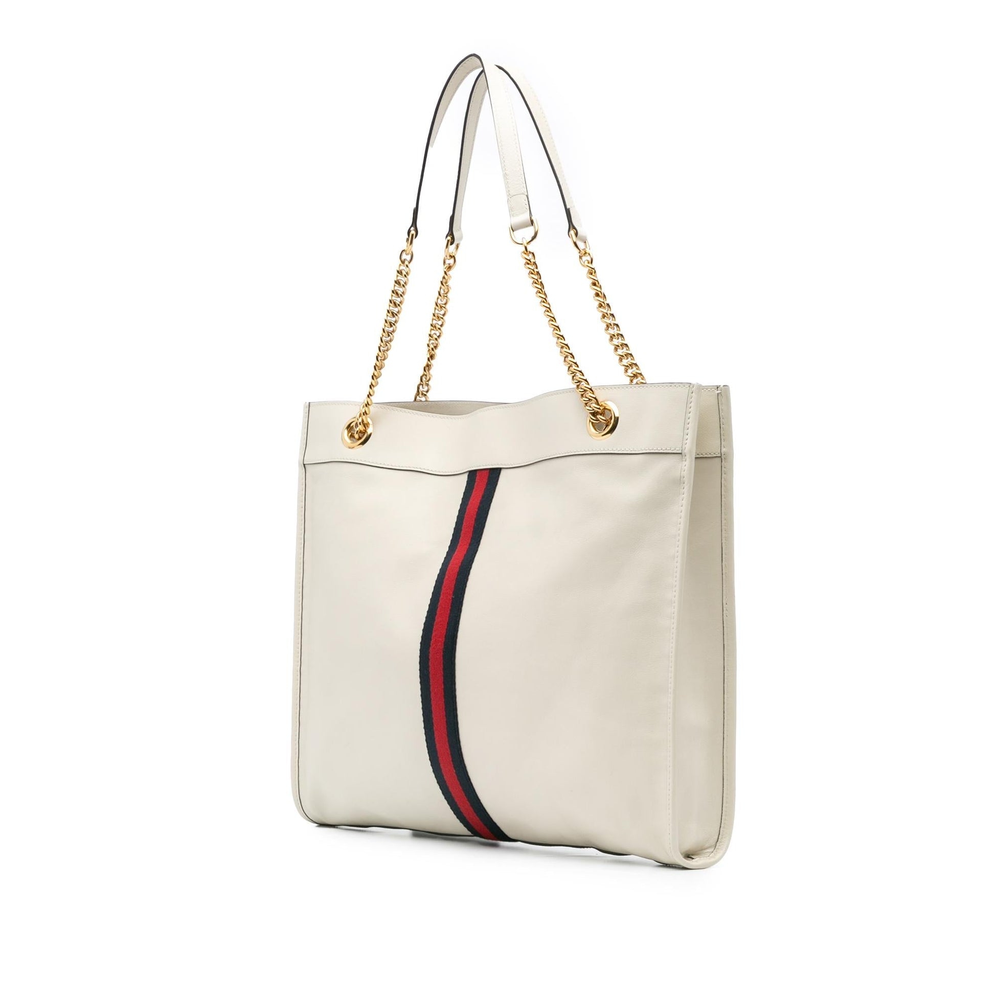 Gucci Web Rajah Leather Calf White Large Tote Bag Tote 2