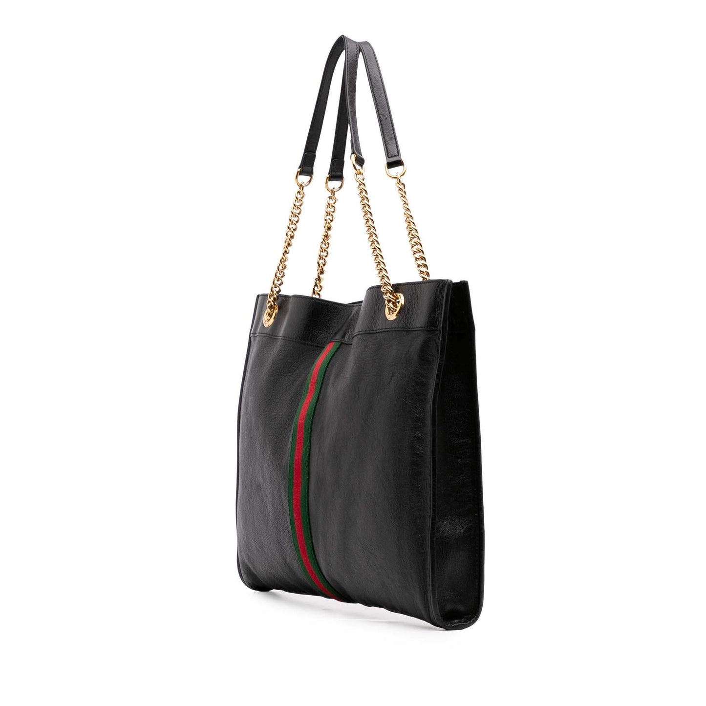 Gucci Web Rajah Leather Calf Black Large Tote Bag
