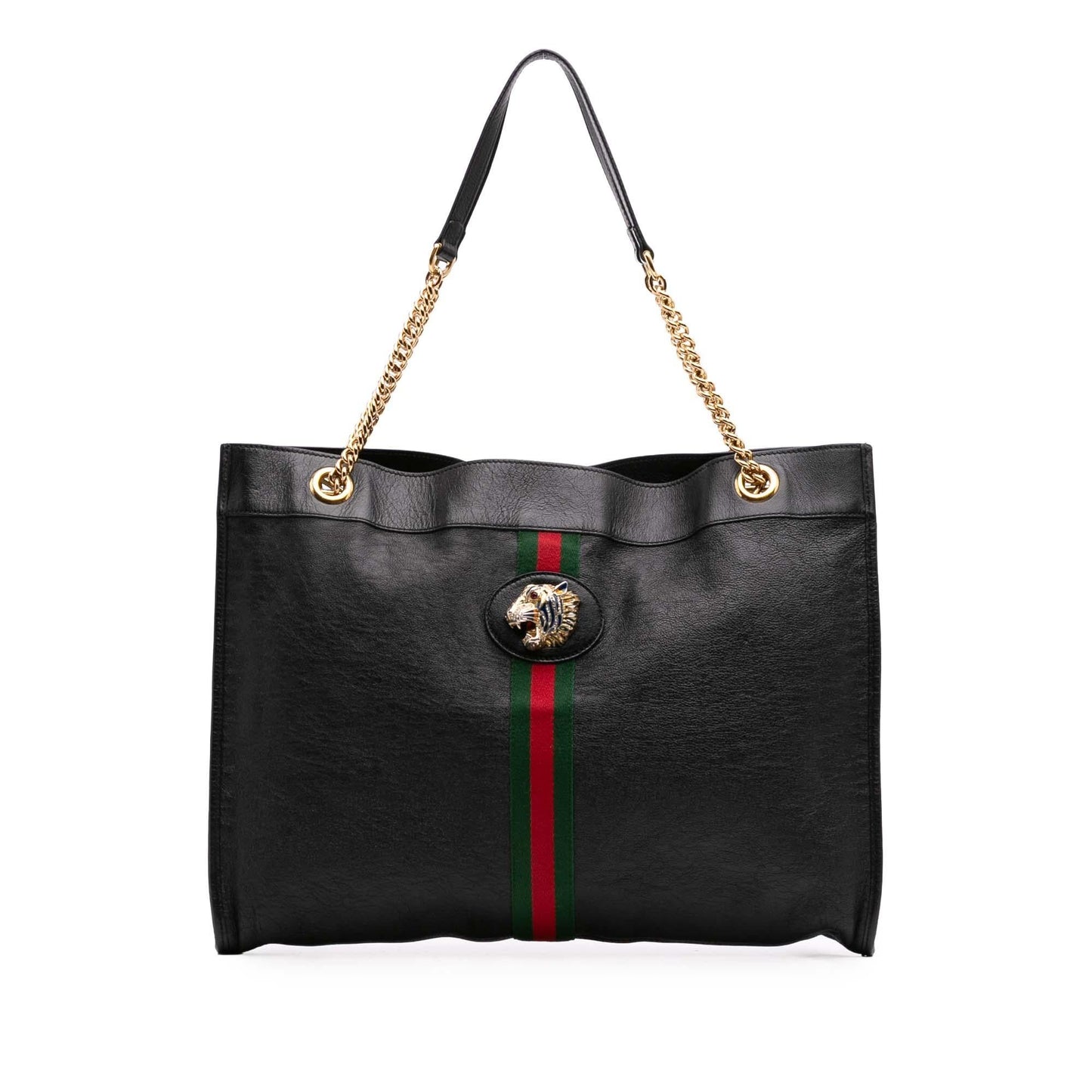 Gucci Web Rajah Leather Calf Black Large Tote Bag Tote 4