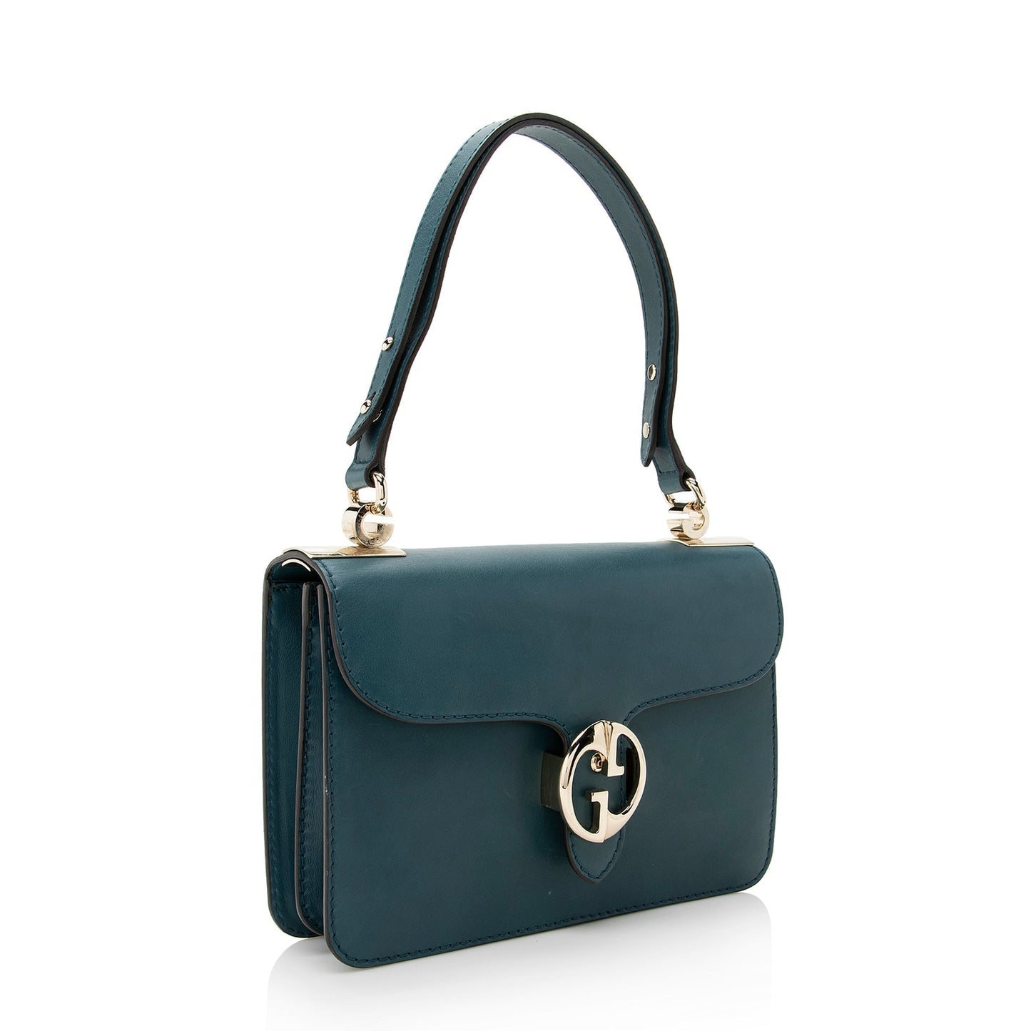 Gucci SHF Leather Blue Medium Flap Shoulder Bag