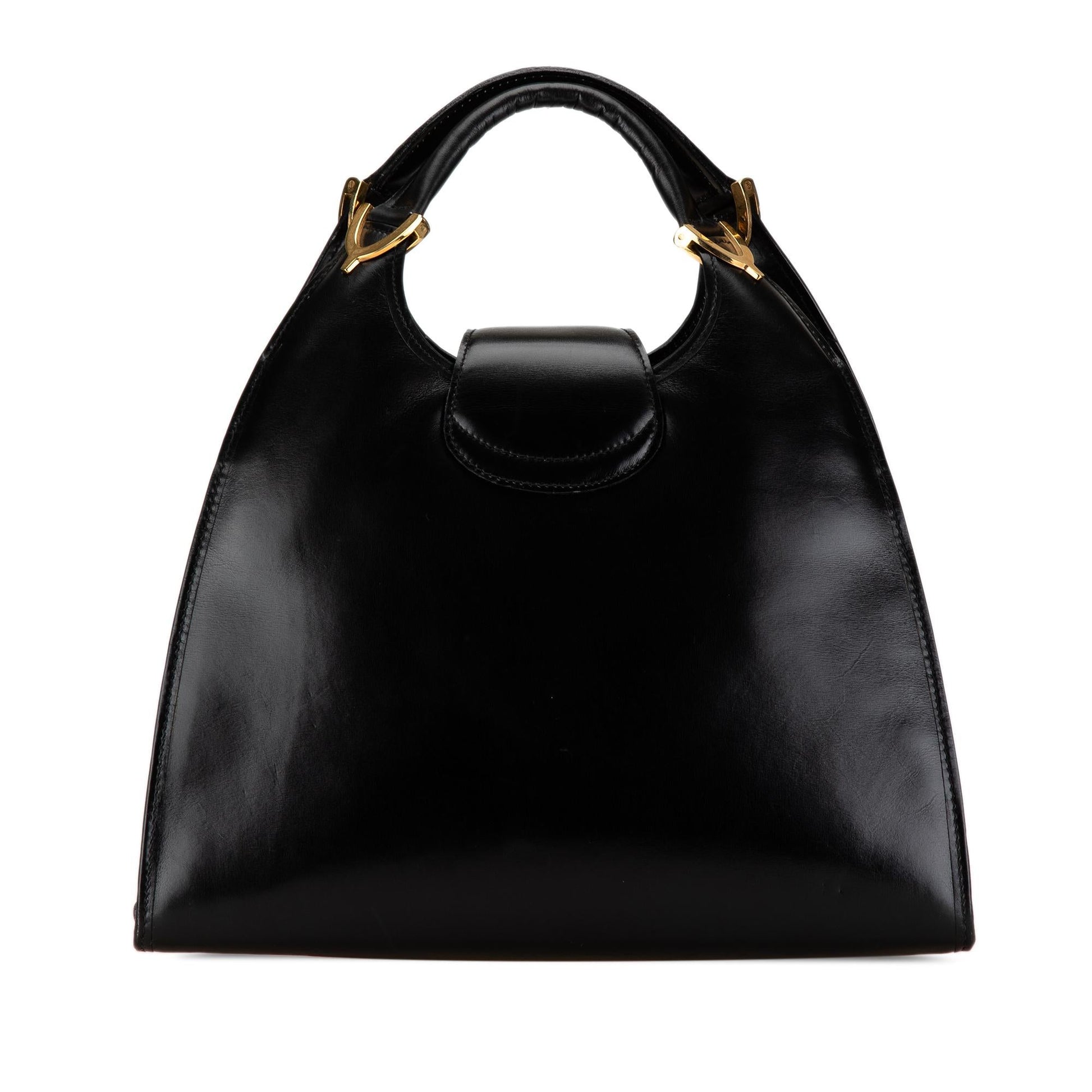 Gucci Stirrup SHG-Jxcegh Leather Calf Black Satchel Bag