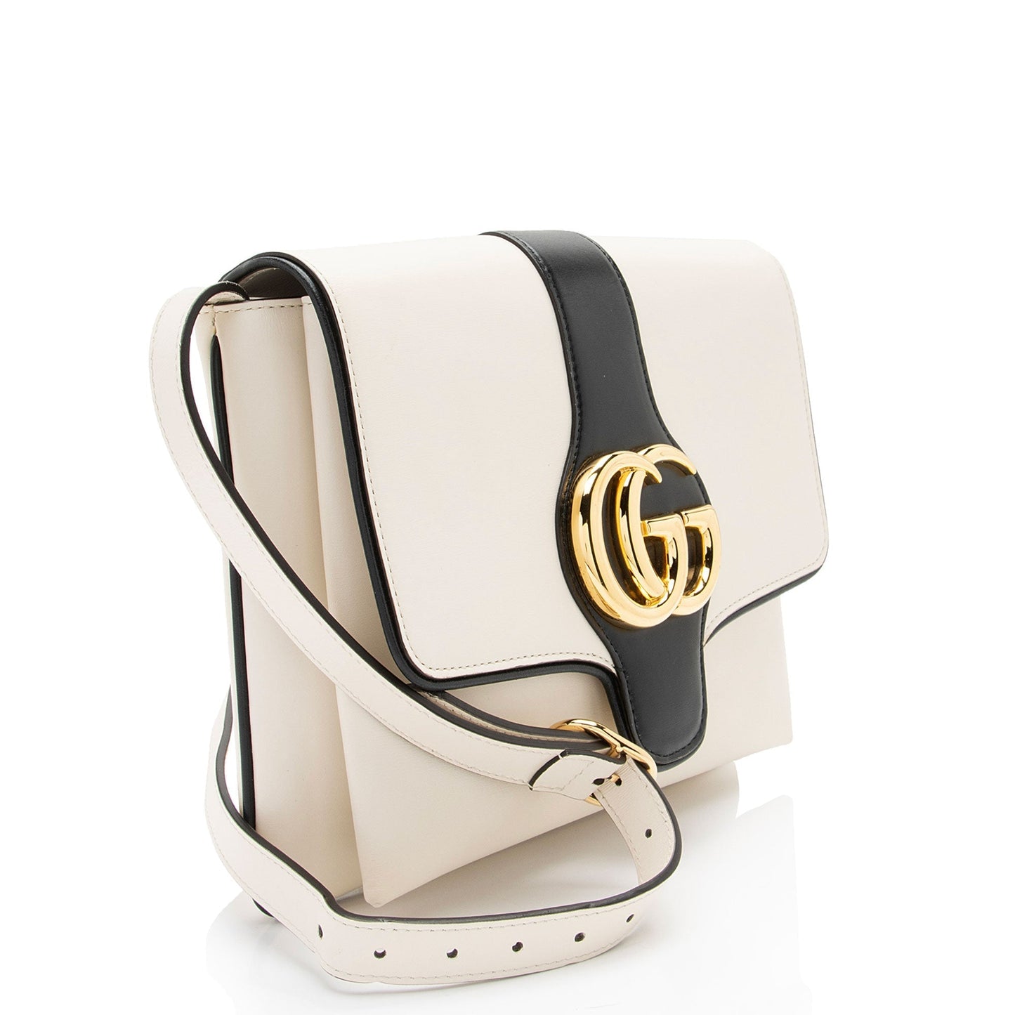 Gucci Arli SHF-NCcLj2 Leather Black White Medium Crossbody Bag