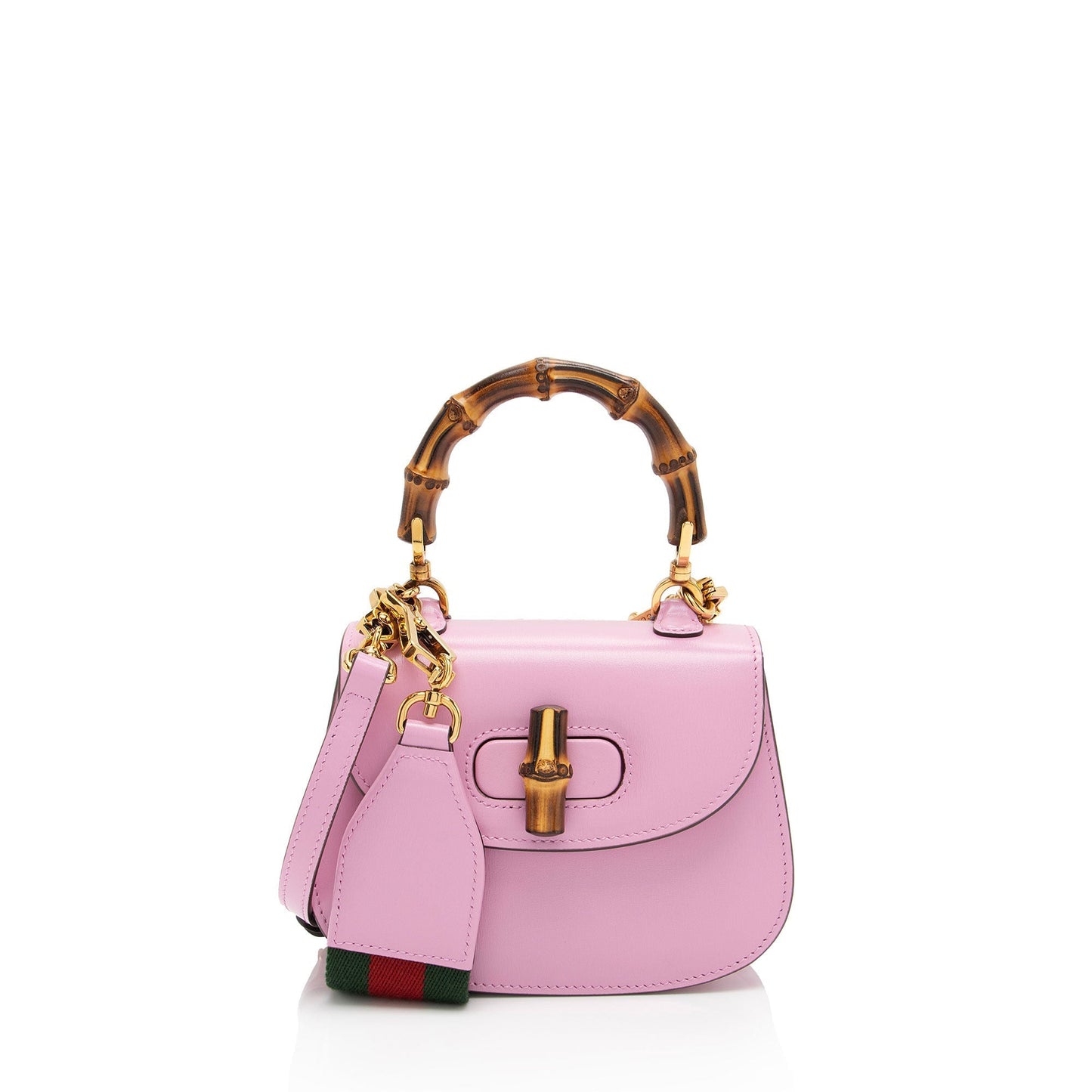 Gucci Bamboo Top Handle SHF-bLJULR Leather Nylon Pink Mini Crossbody Bag
