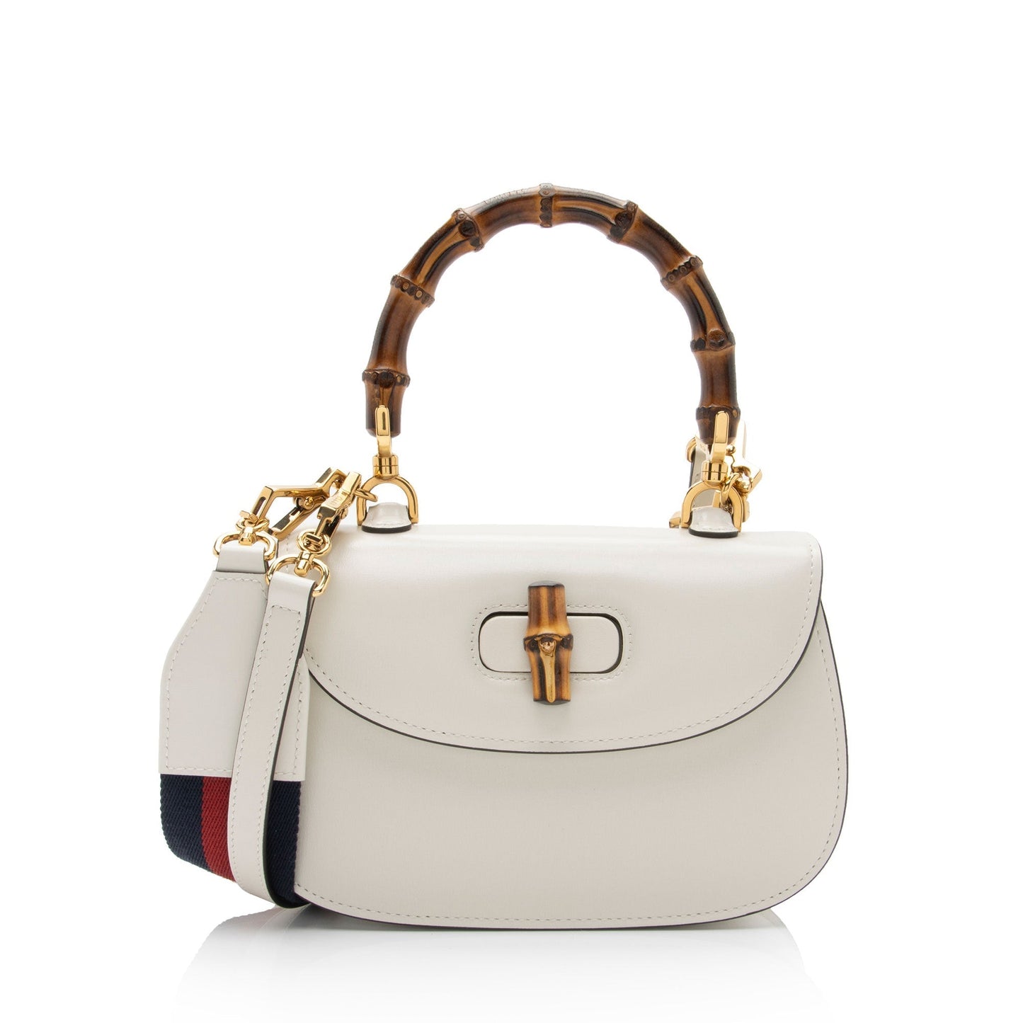 Gucci Bamboo Top Handle SHF-twXIoA Leather Nylon White Small Satchel Bag