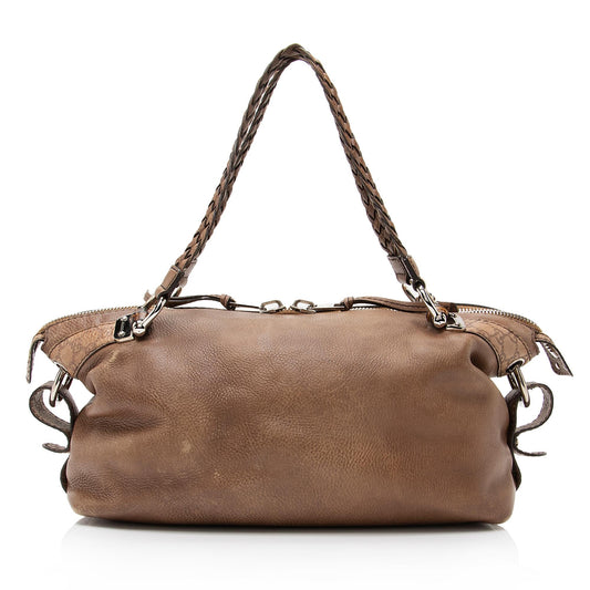 Gucci Bamboo Bar SHF Leather Brown Large Tote Bag