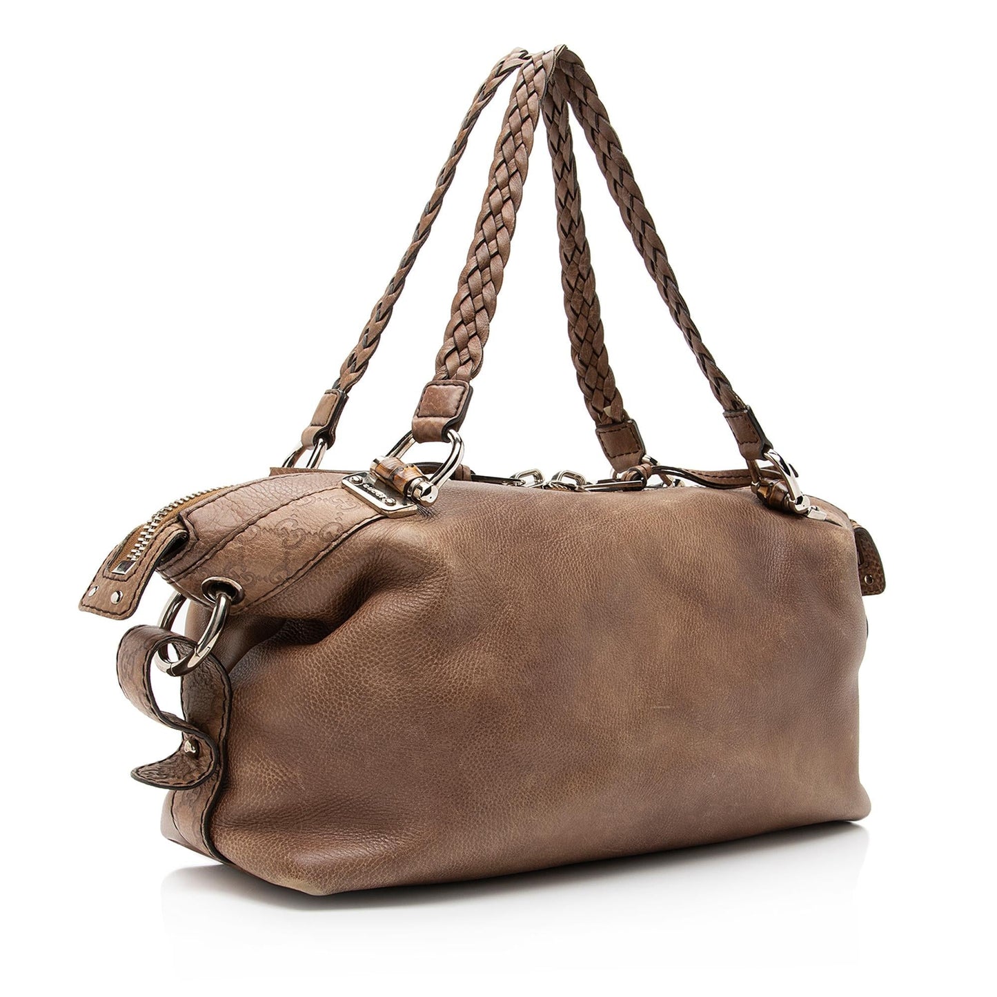 Gucci Bamboo Bar SHF Leather Brown Large Tote Bag