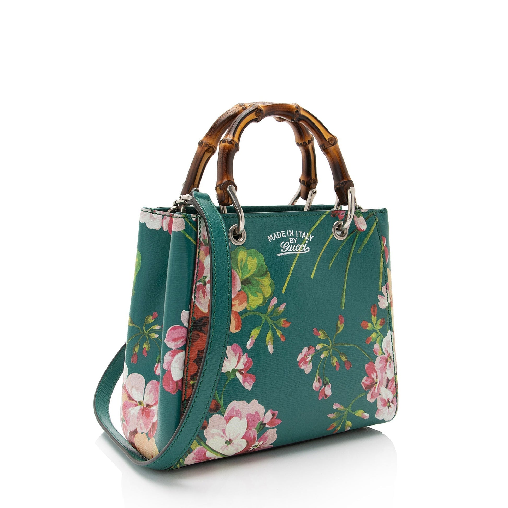 Gucci Blooms Bamboo Shopper SHF-OsBXCW Leather Green Mini Tote Bag