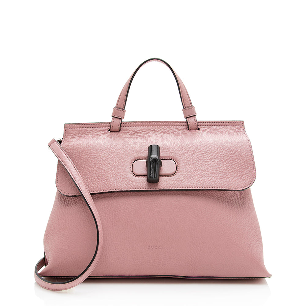 Gucci Bamboo Daily SHF Leather Pink Small Medium Satchel Bag