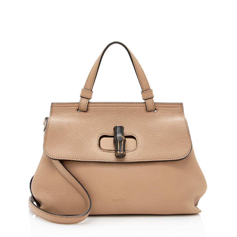 Gucci Bamboo Daily SHF Leather Beige Small Satchel Bag