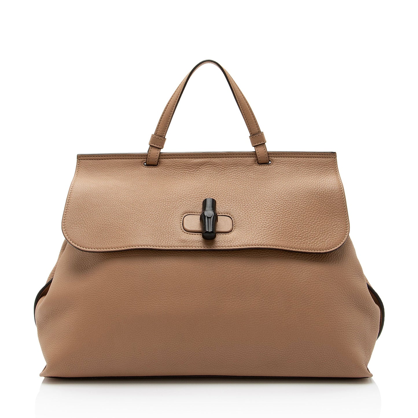 Gucci Bamboo Daily Leather Beige Small Top Handle Satchel Bag