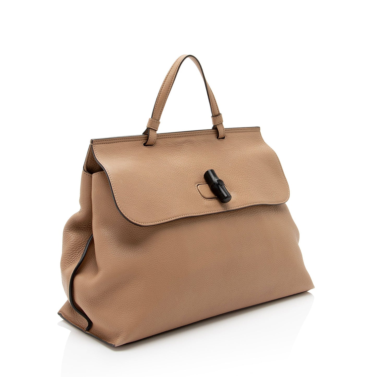 Gucci Bamboo Daily Leather Beige Small Top Handle Satchel Bag