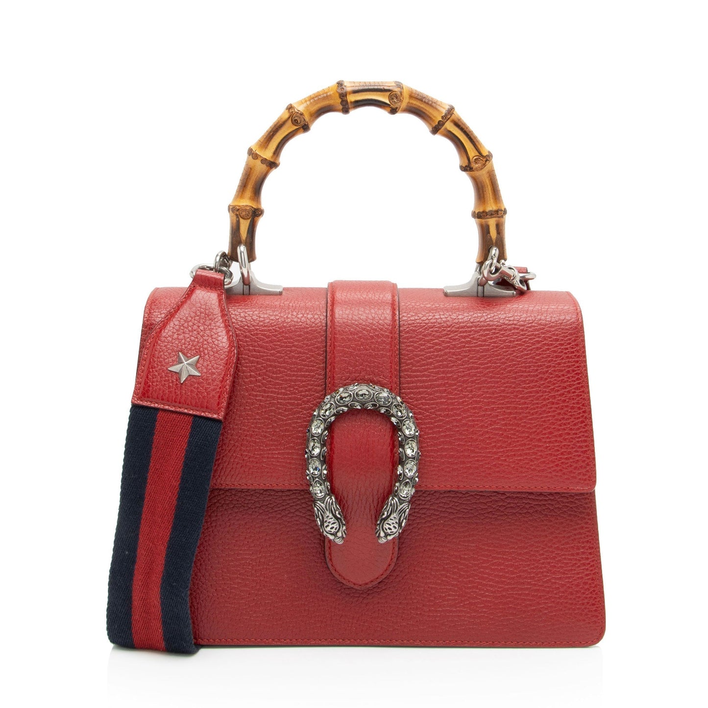 Gucci Bamboo Dionysus Top Handle SHF-PpGpkP Leather Nylon Red Medium Satchel Bag