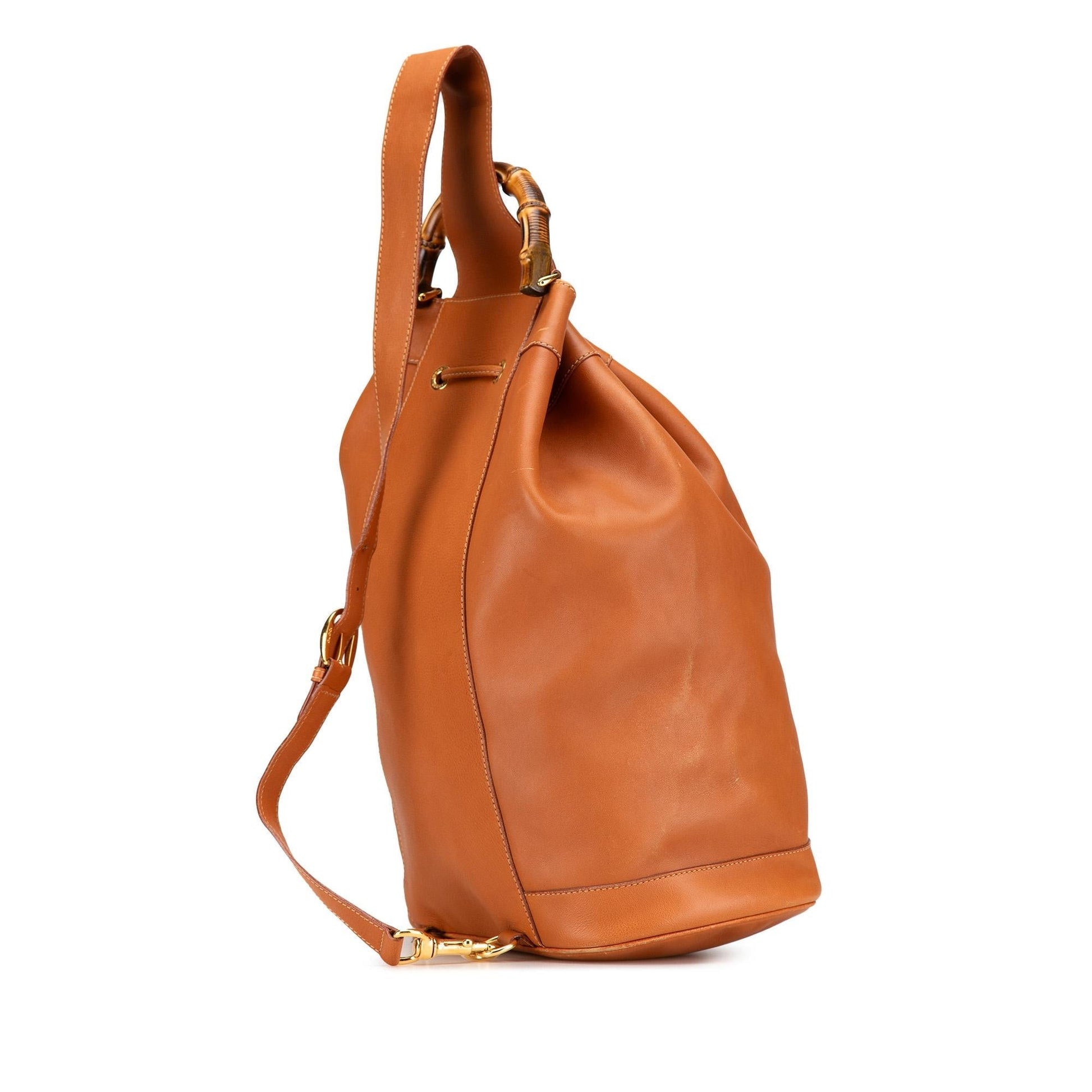 Gucci Bamboo Drawstring Backpack SHG-Ko4tY8 Leather Calf Brown Jewelry