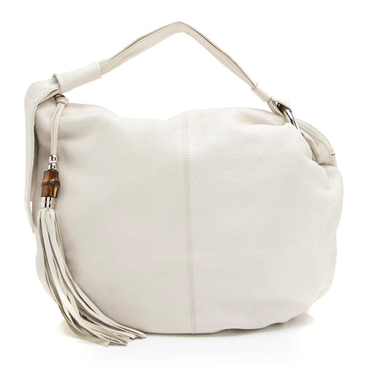 Gucci Bamboo Jungle SHF Leather White Medium Shoulder Bag