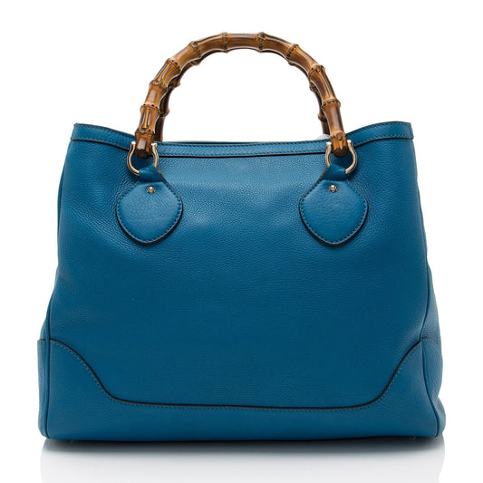 Gucci Bamboo Diana SHF-duMfuS Leather Blue Tote Bag