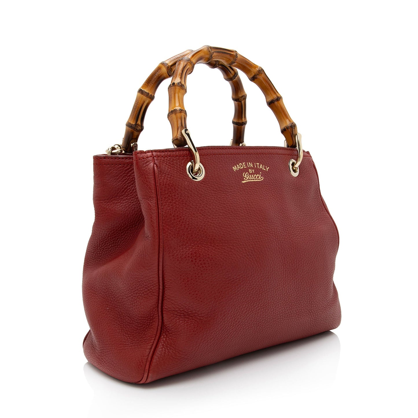 Gucci Metallic Bamboo Shopper SHF-Vl4q6H Leather Red Mini Tote Bag