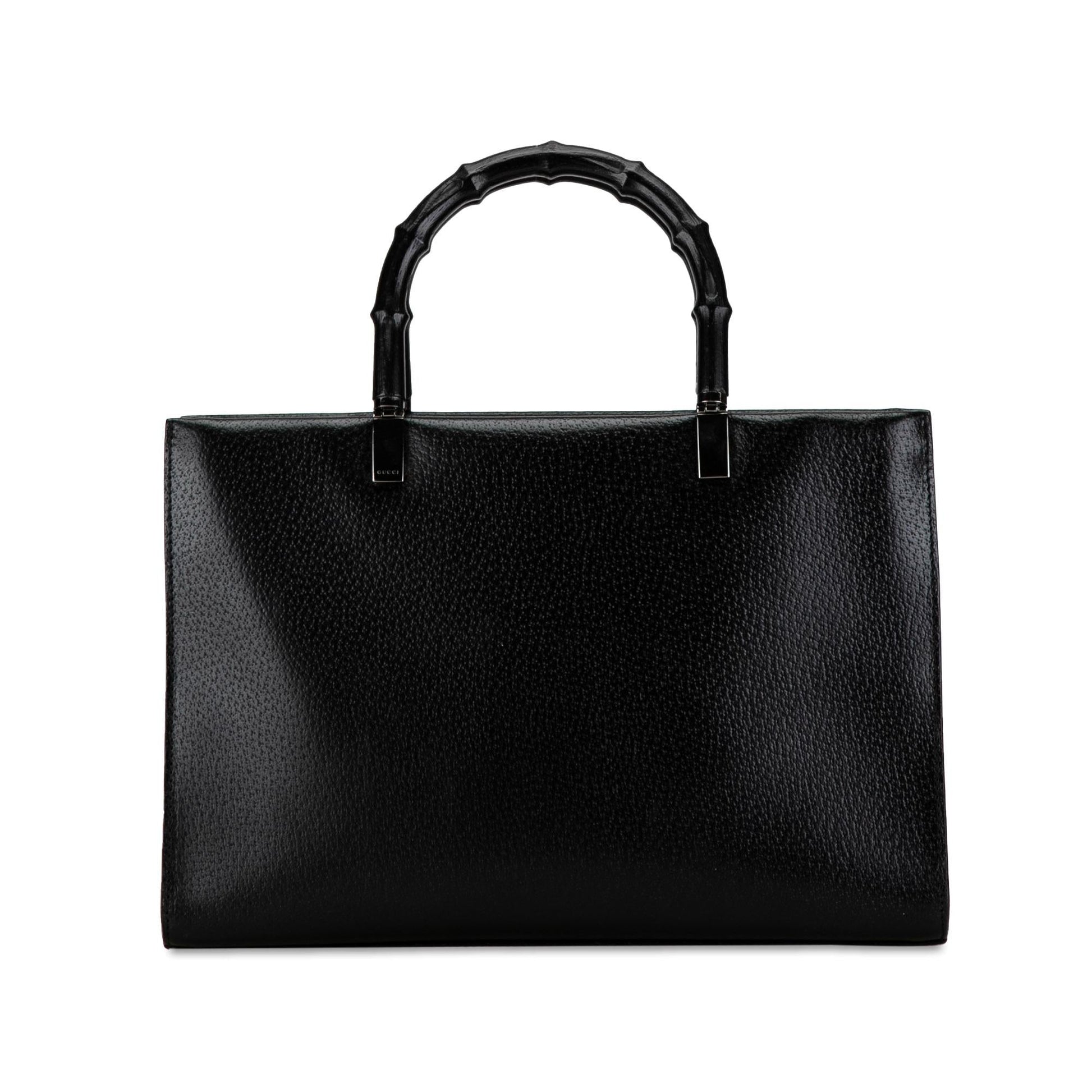 Gucci Bamboo SHG-dEOVUh Leather Calf Black Satchel Bag