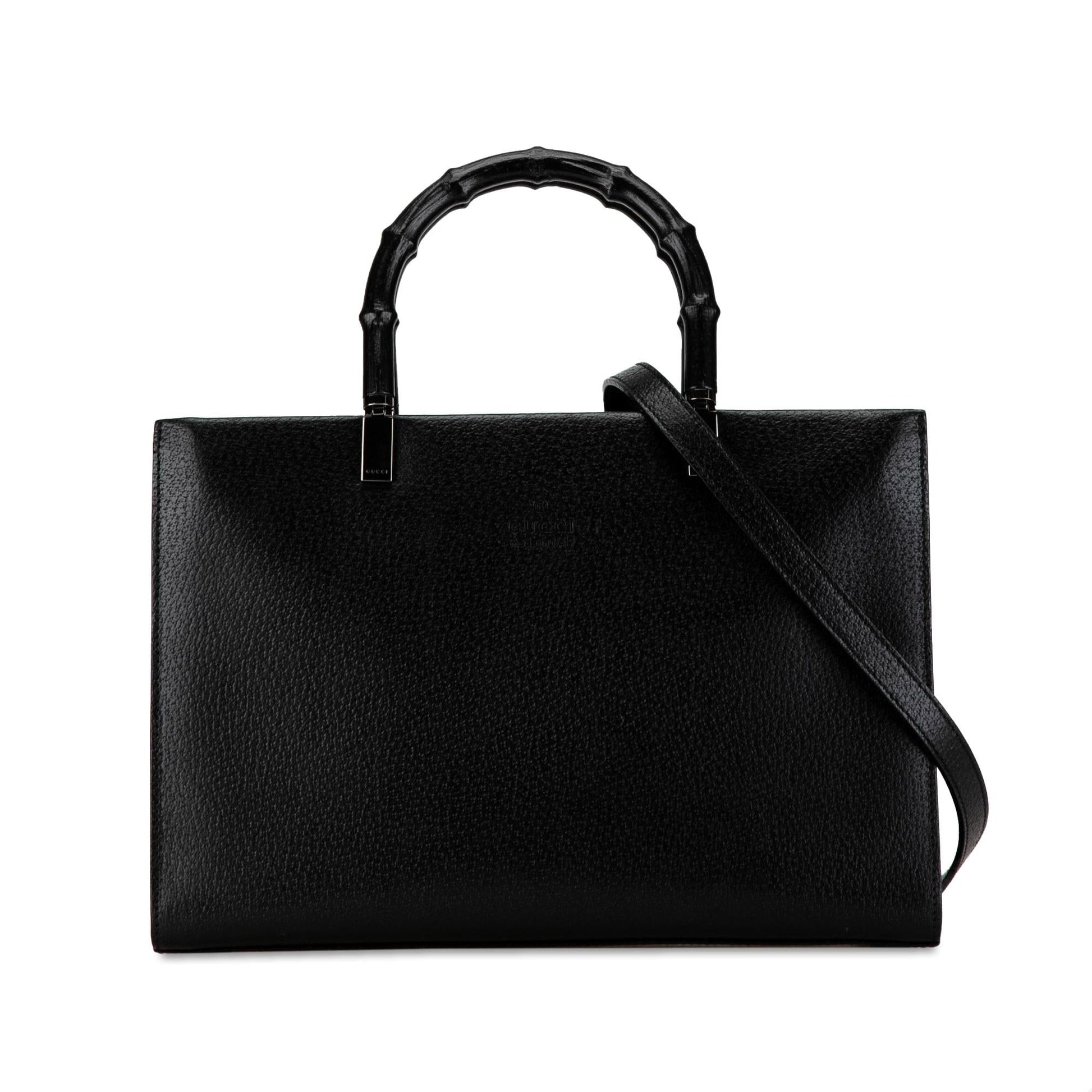 Gucci Bamboo SHG-dEOVUh Leather Calf Black Satchel Bag
