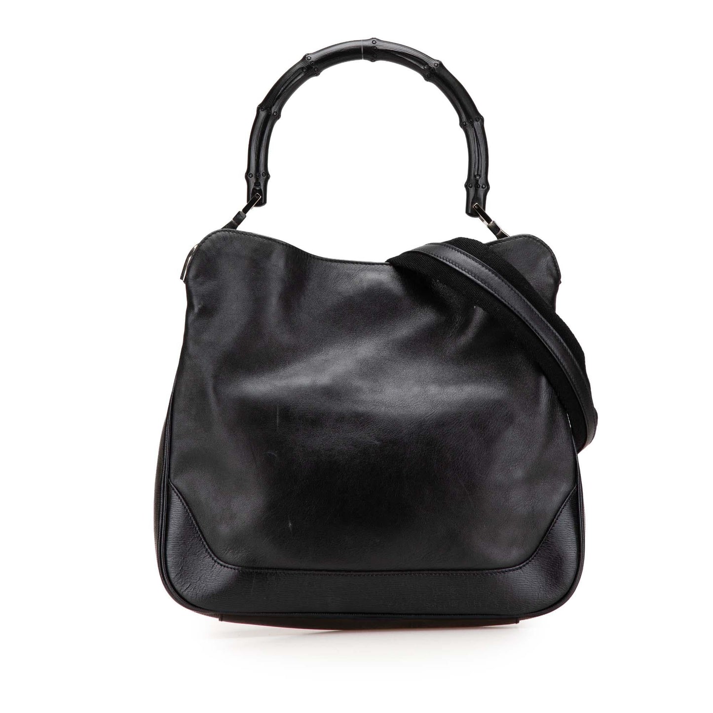Gucci Bamboo Leather Calf Black Satchel Bag