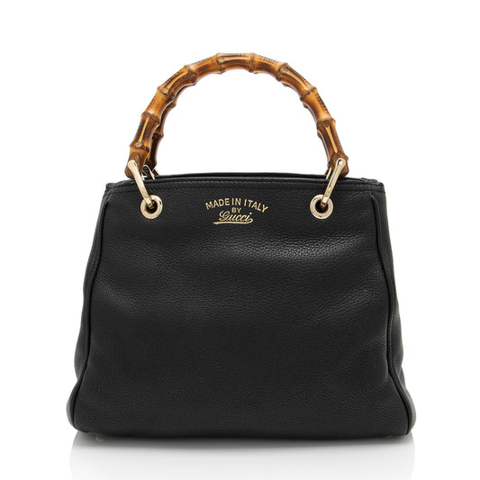 Gucci Bamboo Shopper SHF-M26bz2 Leather Black Small Tote Bag
