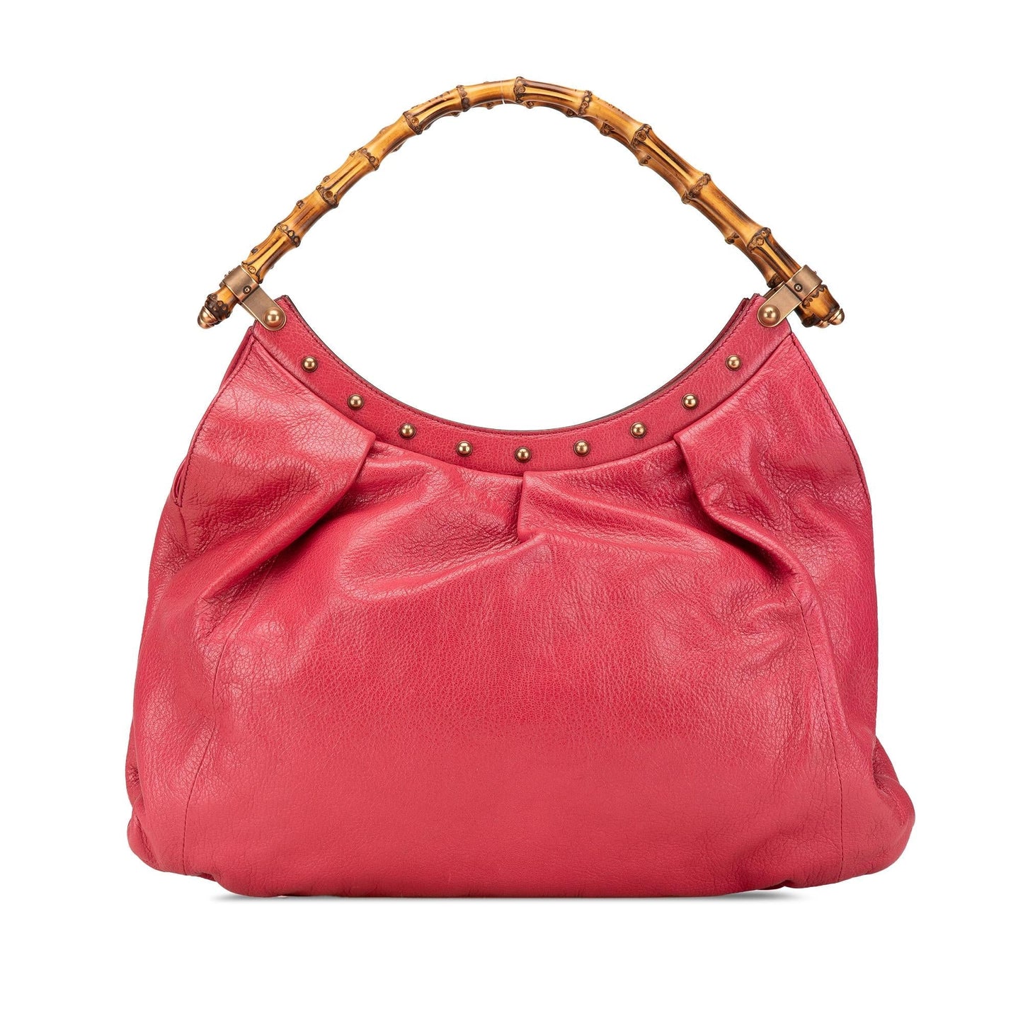 Gucci Bamboo Studded Leather Calf Pink Shoulder Bag