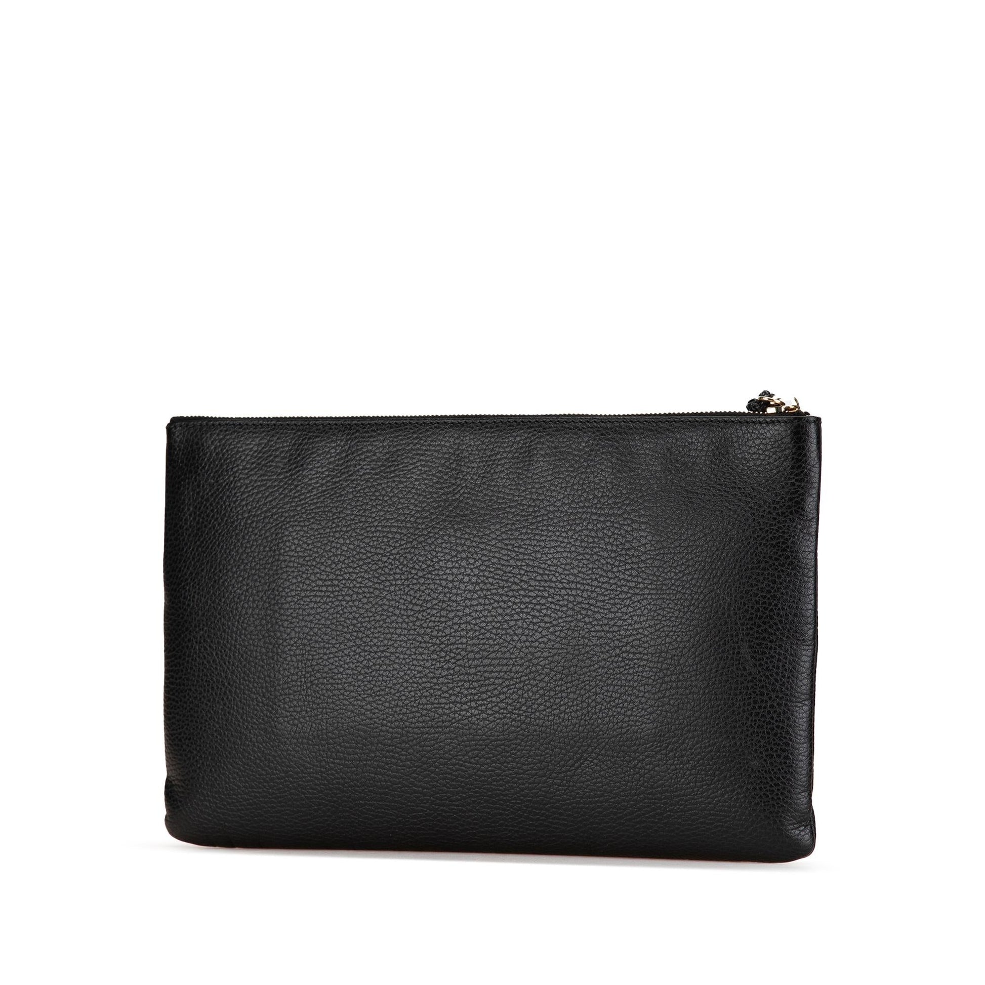Gucci Bamboo Tassel Leather Calf Black Clutch Bag