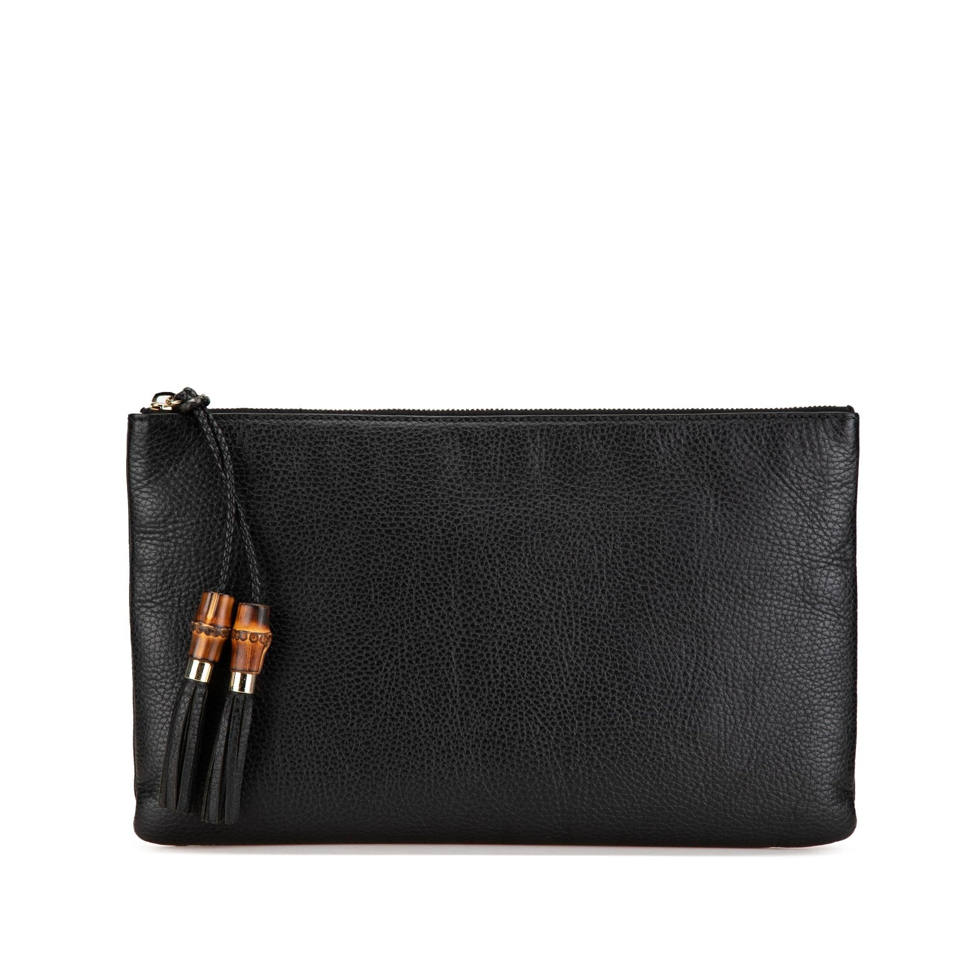 Gucci Bamboo Tassel Leather Calf Black Clutch Bag Clutch 1