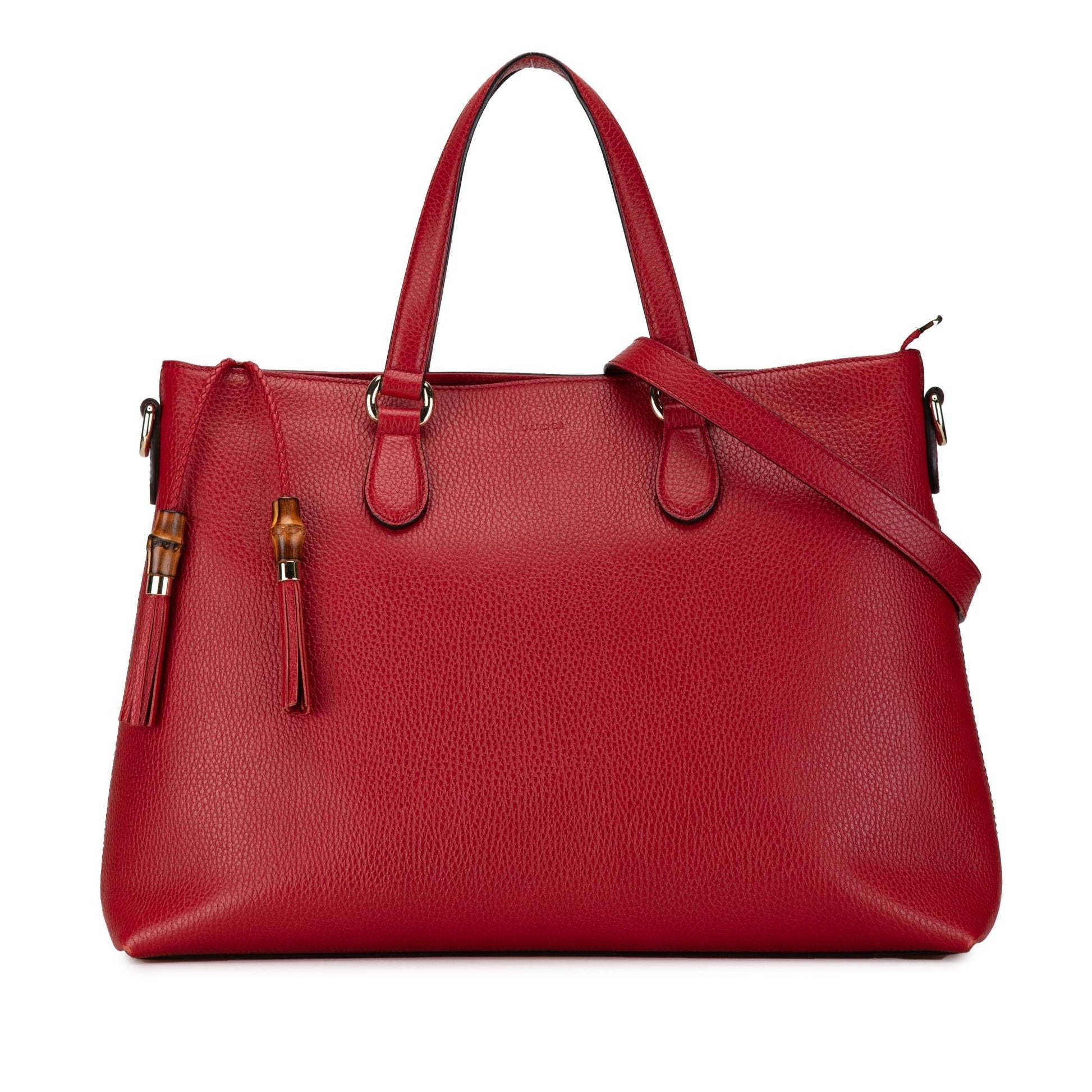 Gucci Bamboo Tassel SHG-thibsC Leather Calf Red Satchel Bag
