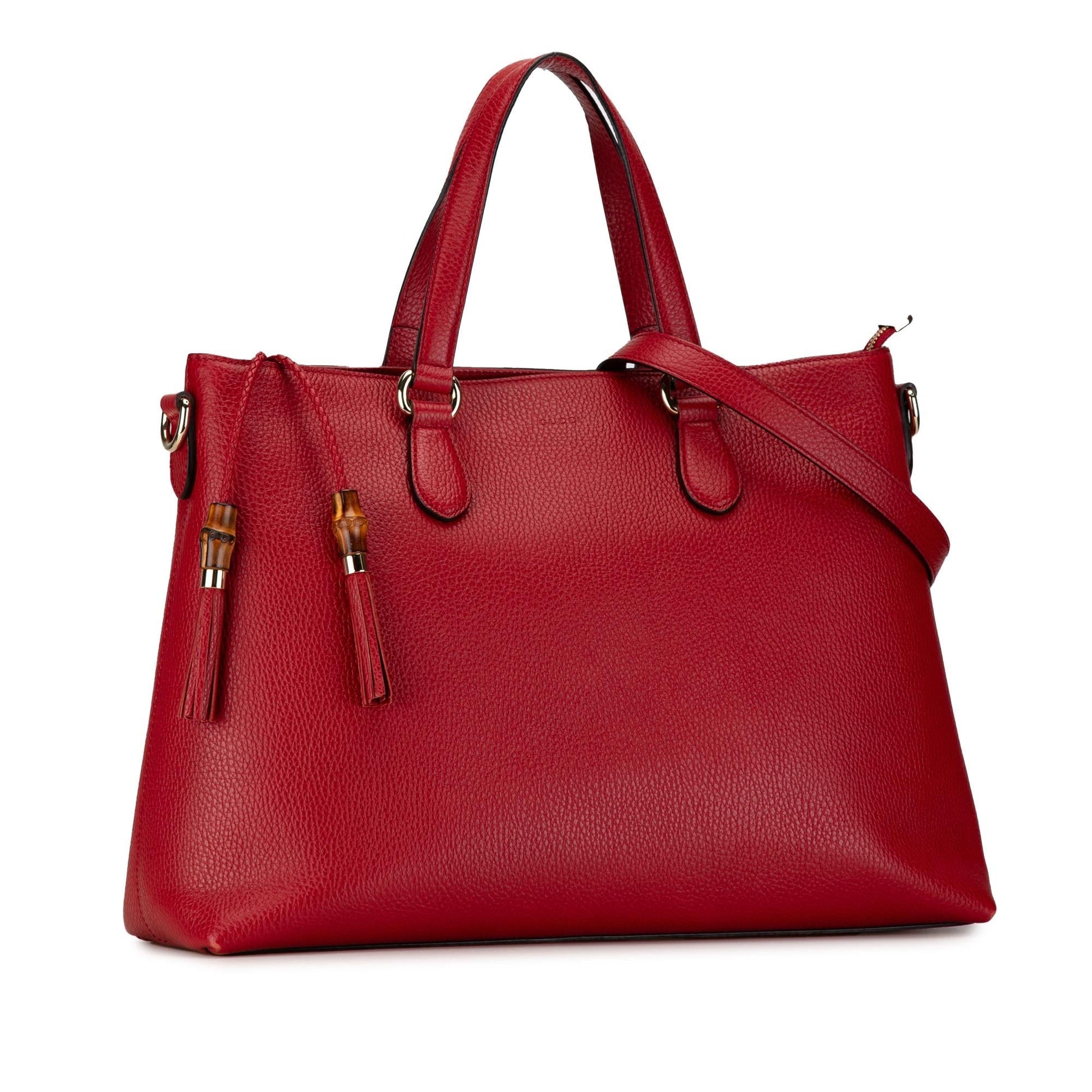 Gucci Bamboo Tassel SHG-thibsC Leather Calf Red Satchel Bag