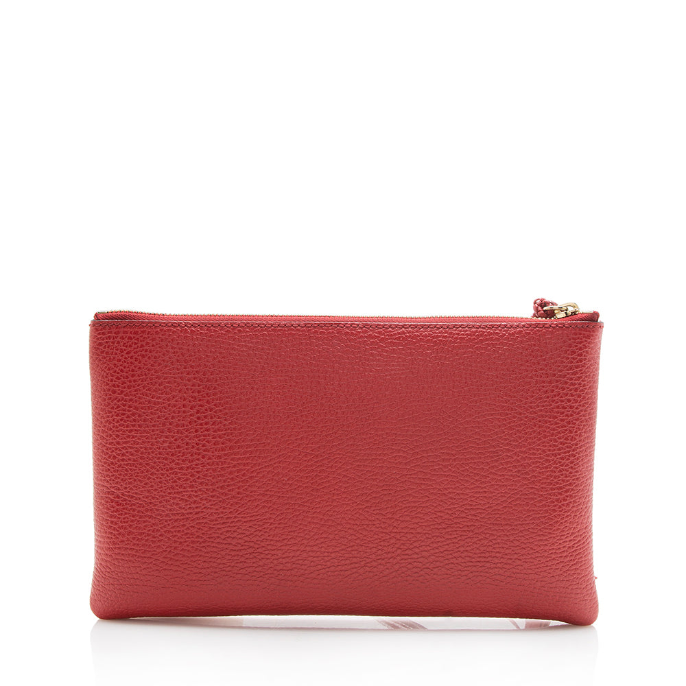 Gucci Bamboo Tassel Zip SHF Leather Red Clutch Bag