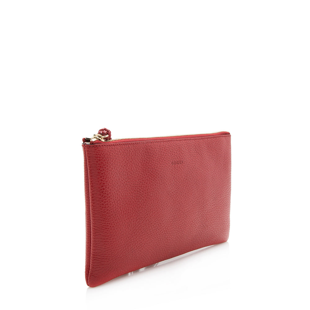 Gucci Bamboo Tassel Zip SHF Leather Red Clutch Bag
