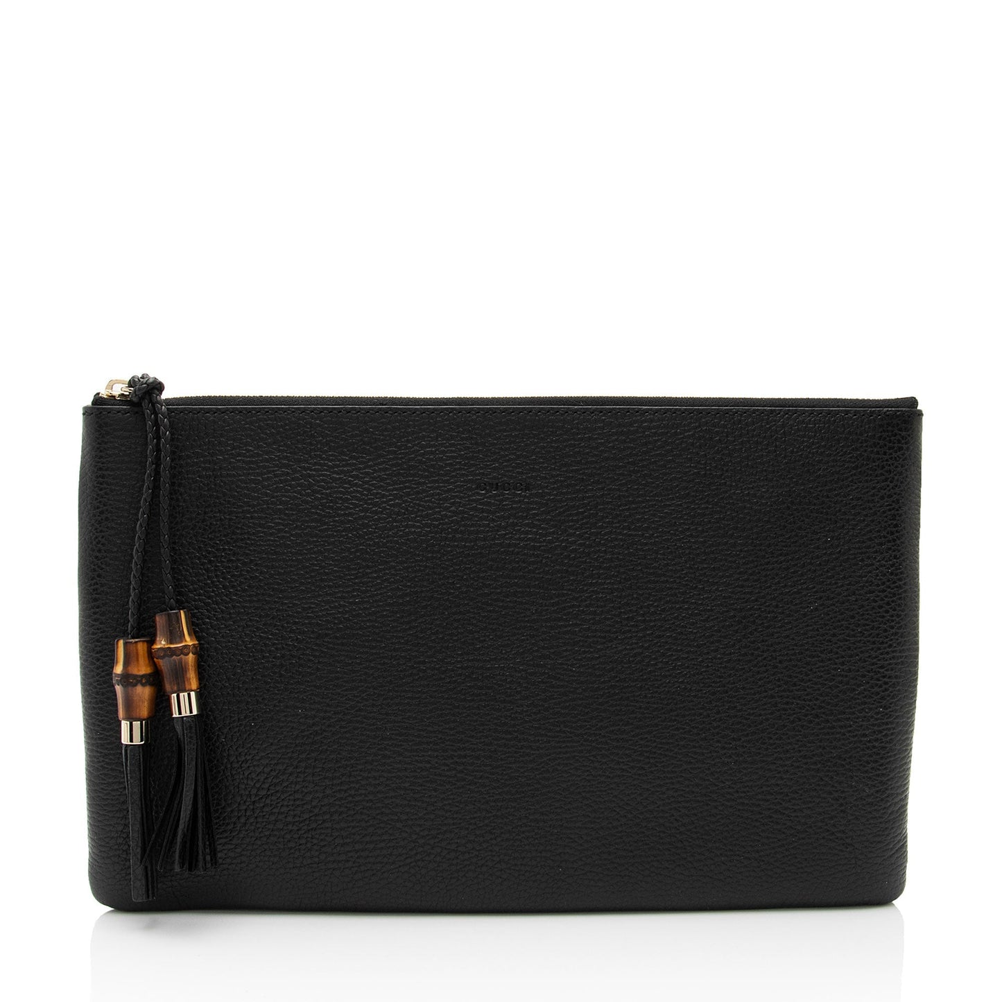Gucci Bamboo Tassel Zip SHF-ybom6m Leather Black Clutch Bag