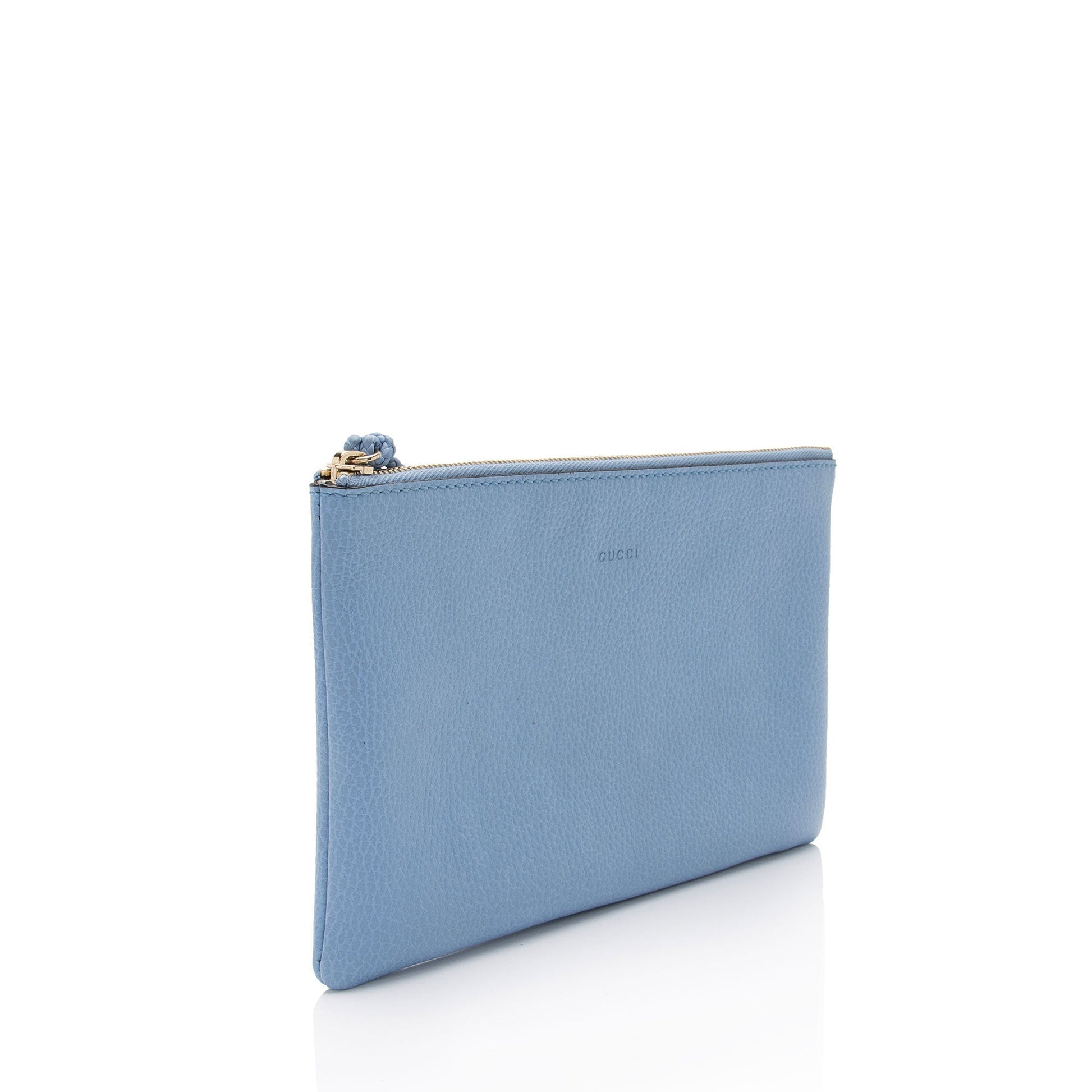 Gucci Bamboo Tassel Zip SHF-6YnArQ Leather Blue Clutch Bag