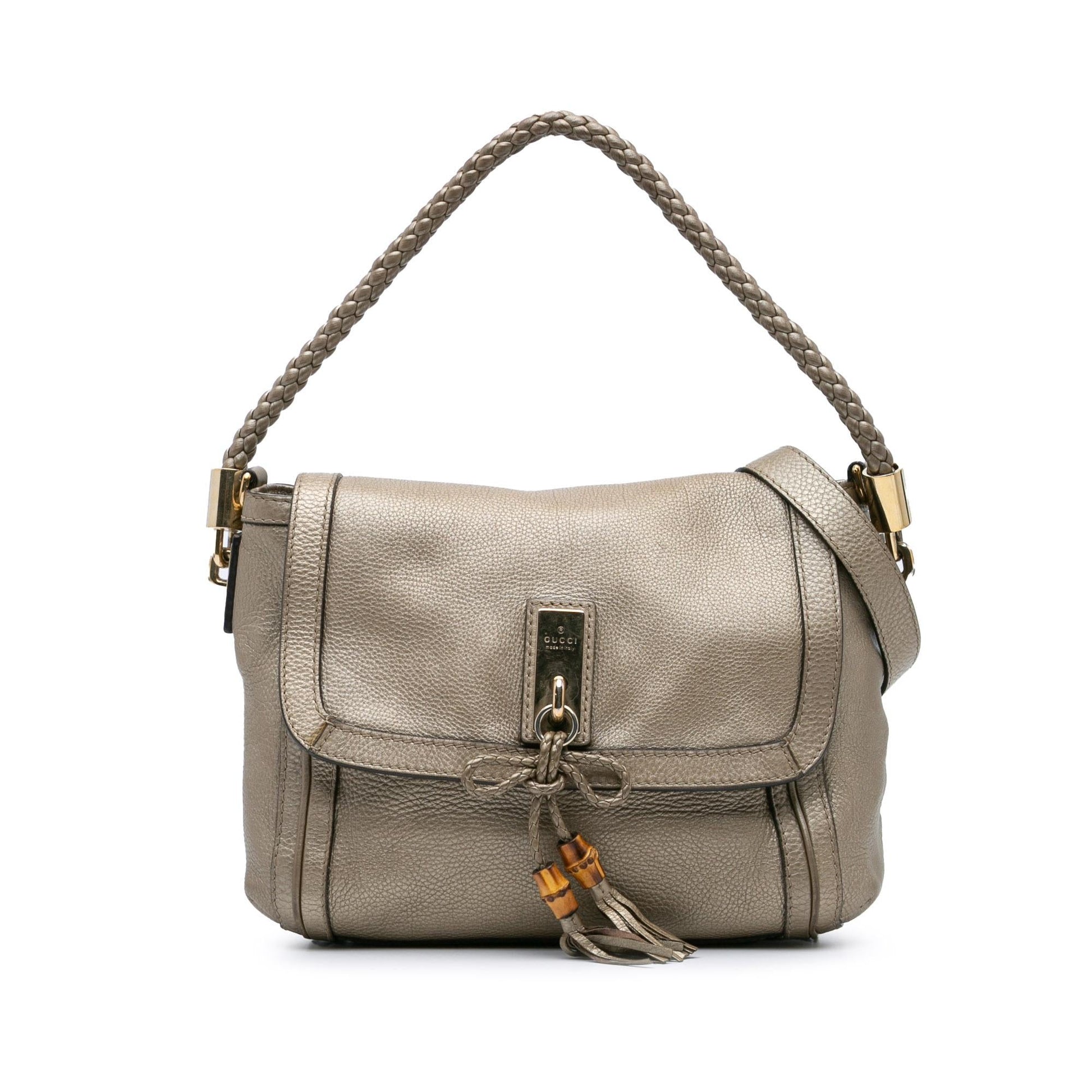 Gucci Bella Leather Calf Gold Satchel Bag