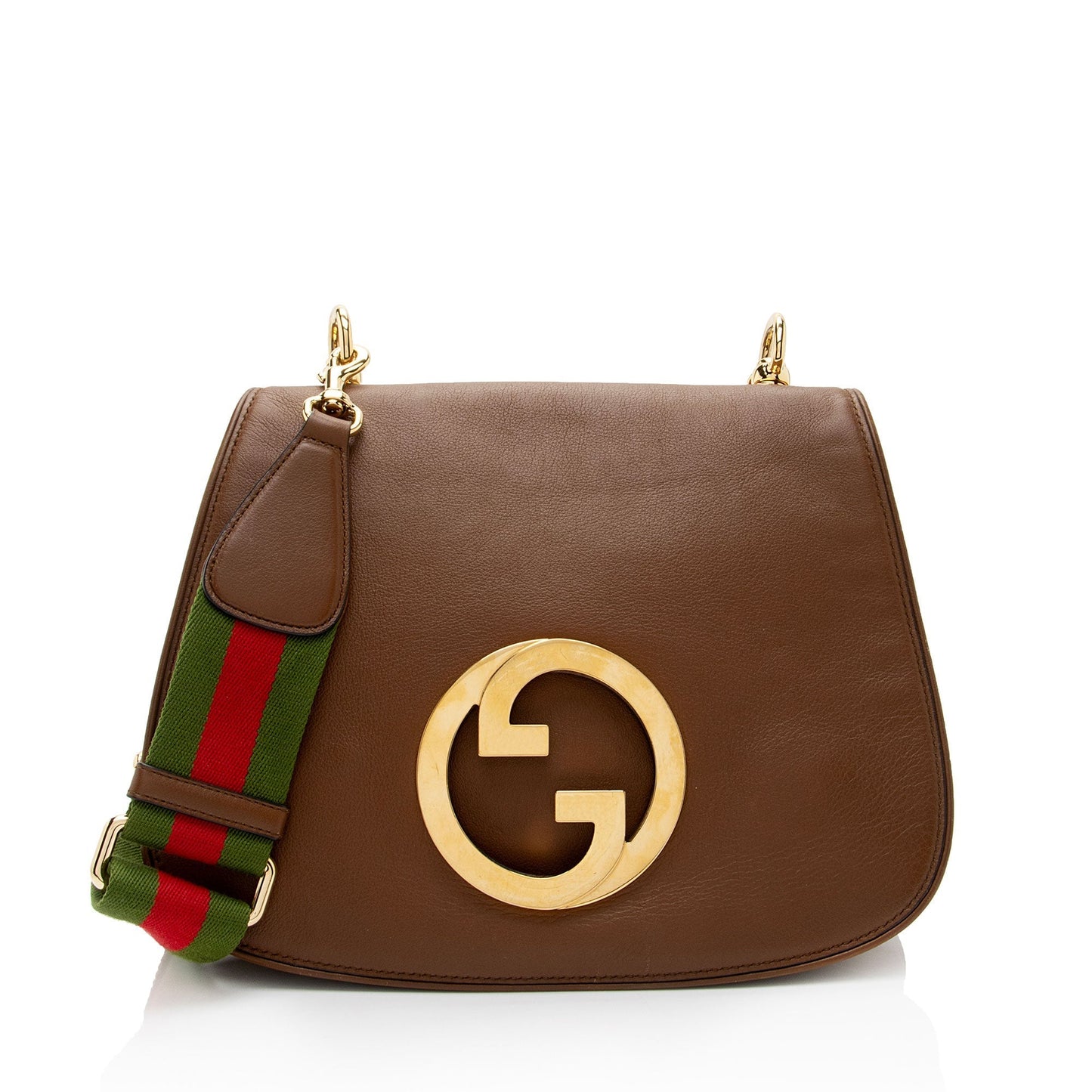 Gucci Blondie Leather Nylon Brown Medium Crossbody Bag