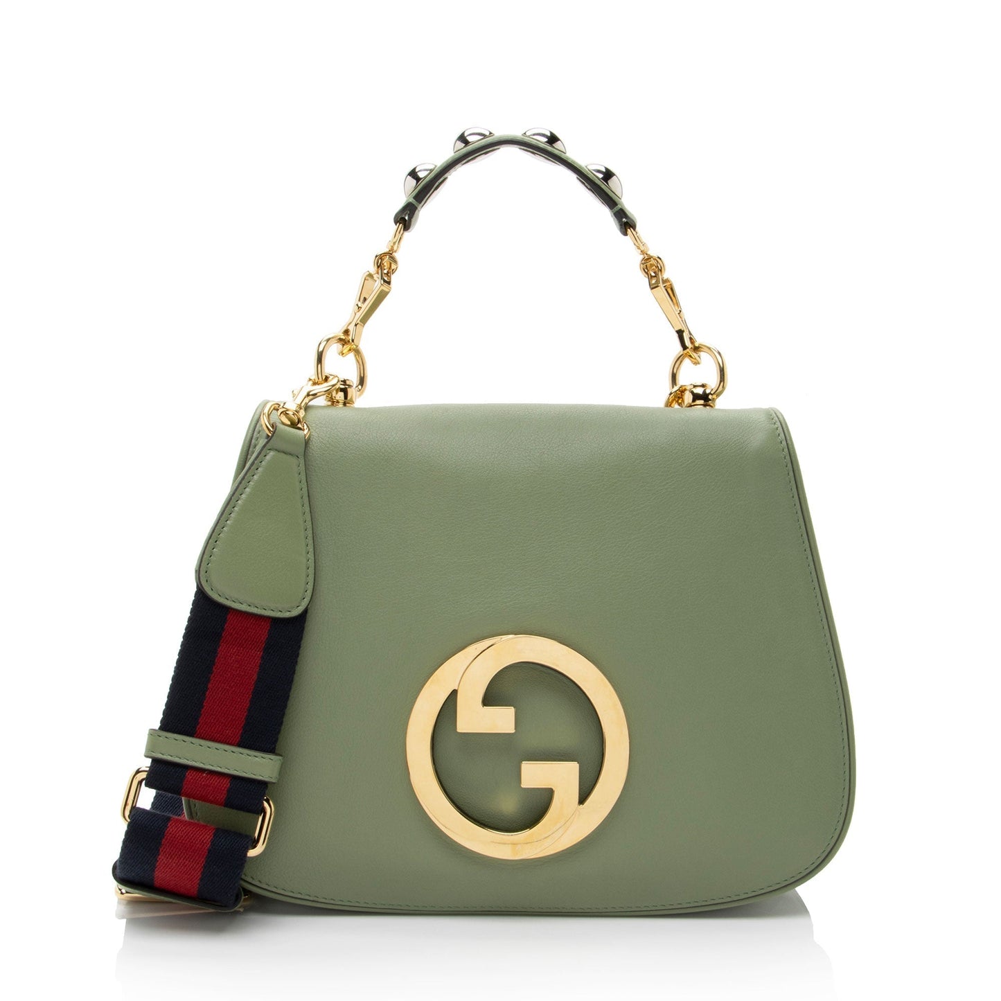 Gucci Blondie Leather Nylon Green Medium Crossbody Bag