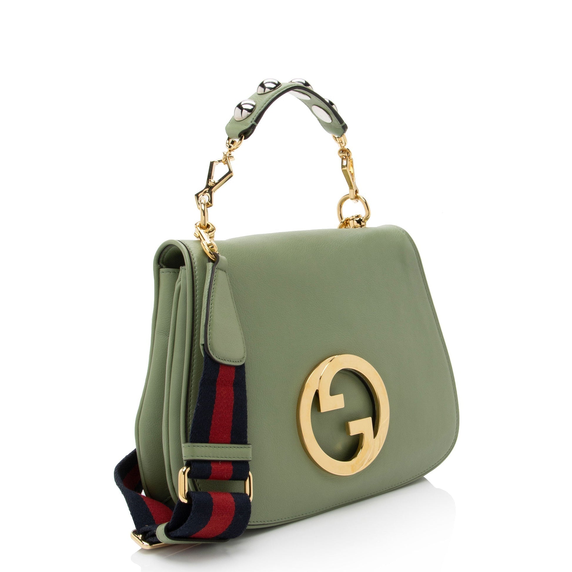 Gucci Blondie Leather Nylon Green Medium Crossbody Bag