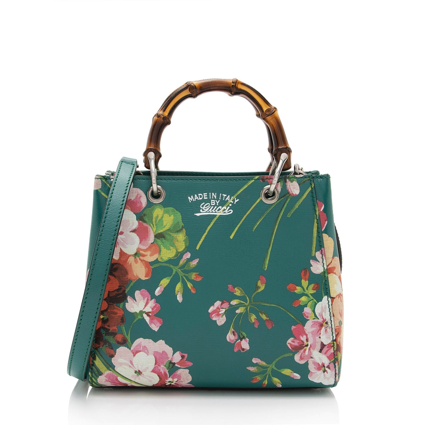Gucci Blooms Bamboo Shopper SHF-OsBXCW Leather Green Mini Tote Bag