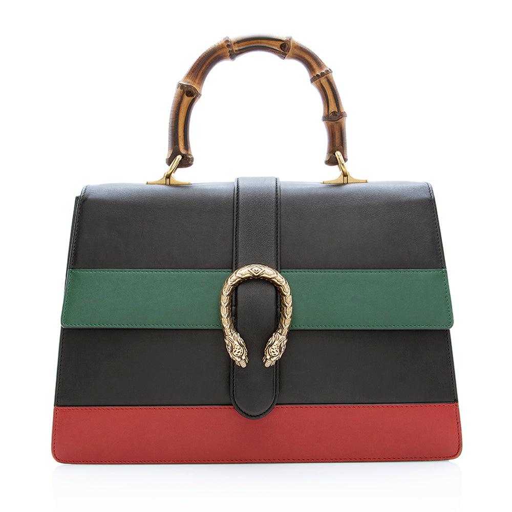 Gucci Borsa Dionysus Top Handle SHF Leather Black Red Green Satchel Bag