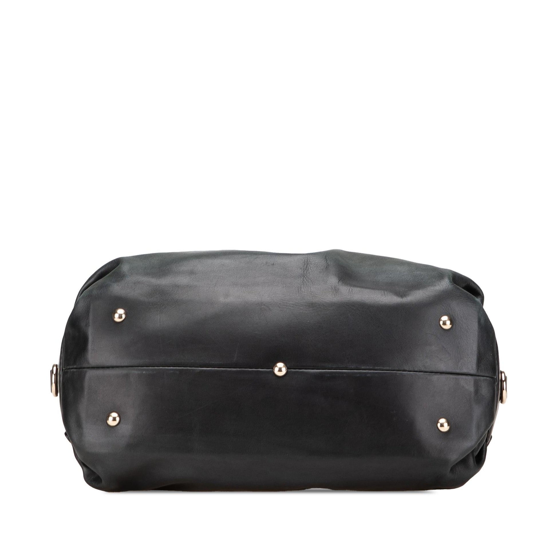 Gucci Bridle Leather Calf Black Satchel Bag