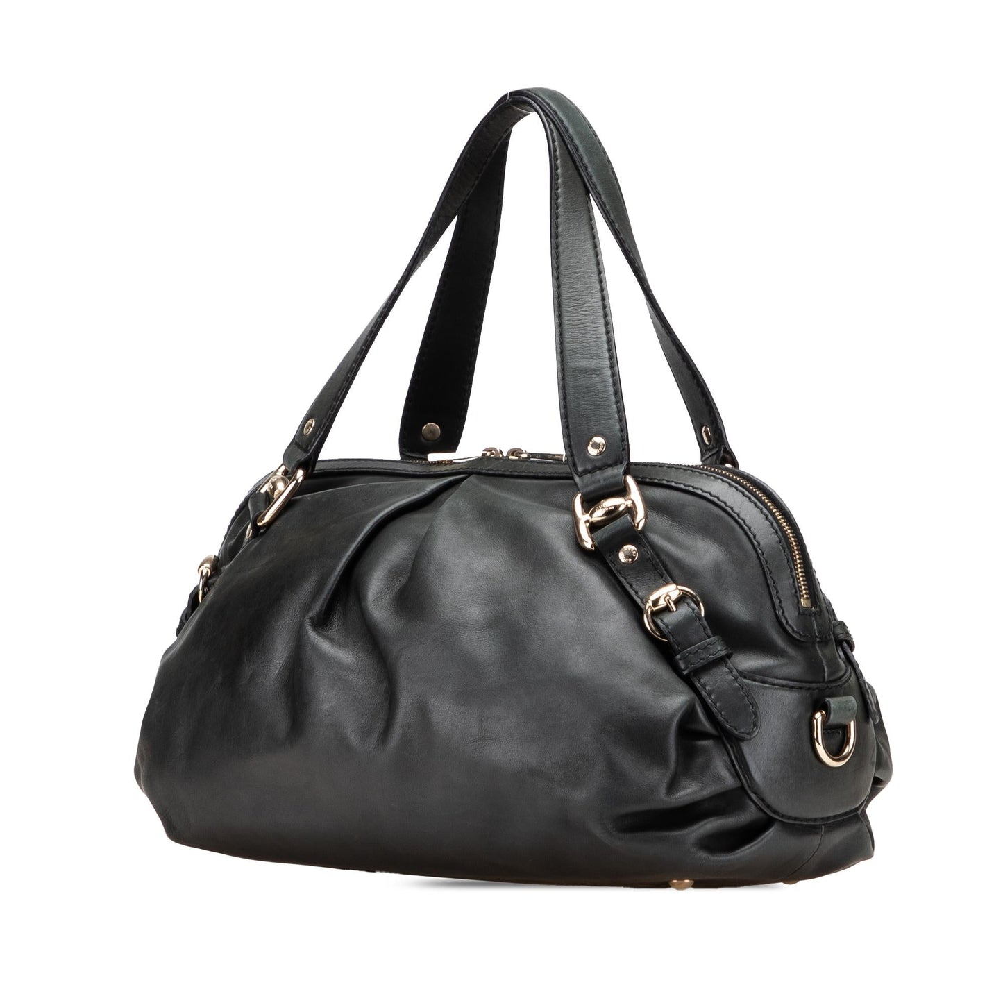 Gucci Bridle Leather Calf Black Satchel Bag