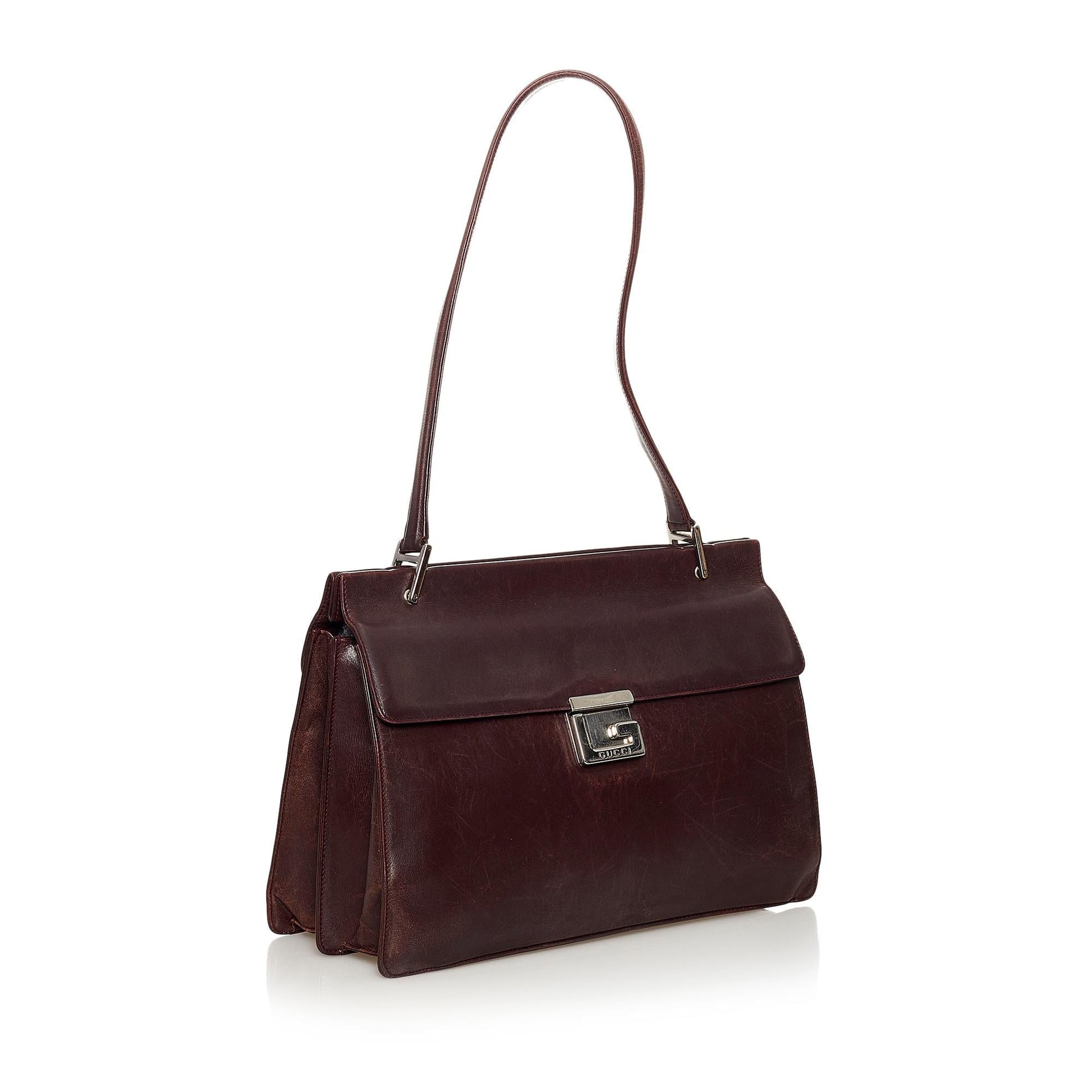 Gucci Briefcase SHG Leather Calf Brown Tote Bag